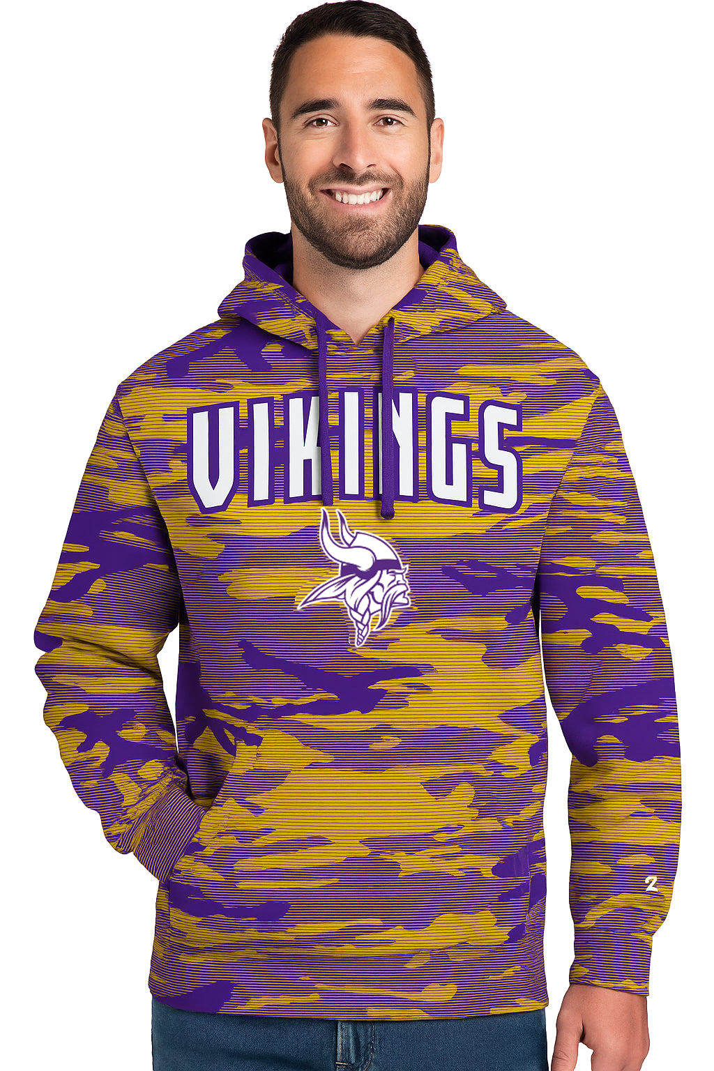 Zubaz NFL   Men's Arch All Over Camo Hoodie, MINNESOTA VIKINGS