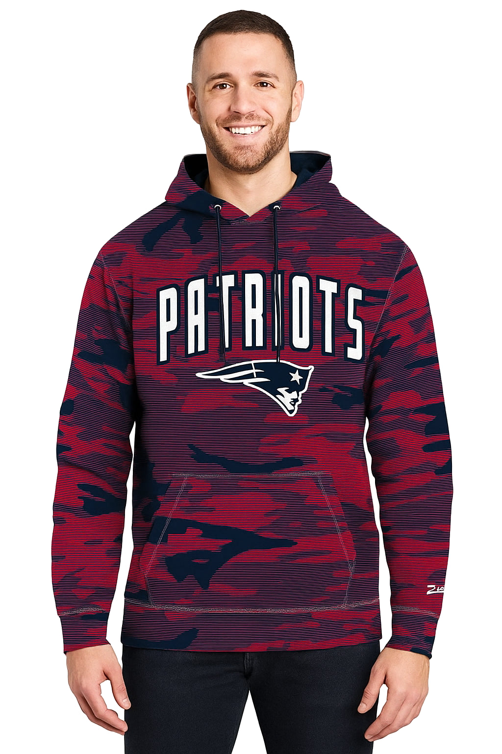 Zubaz NFL   Men's Arch All Over Camo Hoodie, NEW ENGLAND PATRIOTS