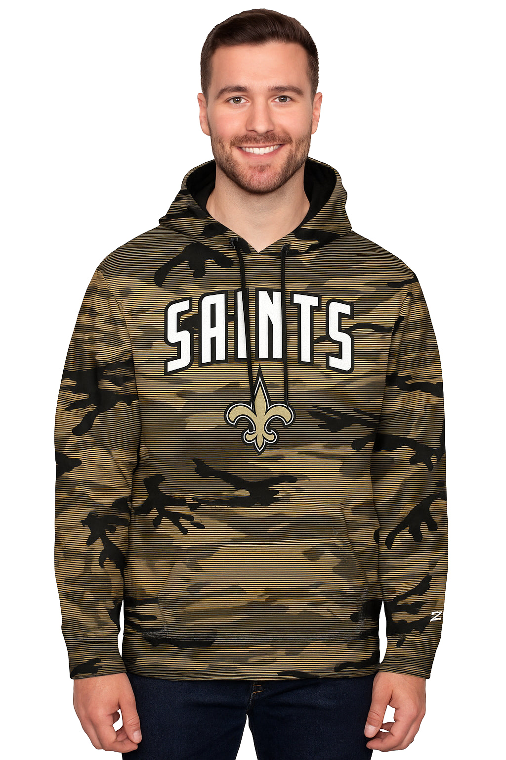 Zubaz NFL   Men's Arch All Over Camo Hoodie, NEW ORLEANS SAINTS