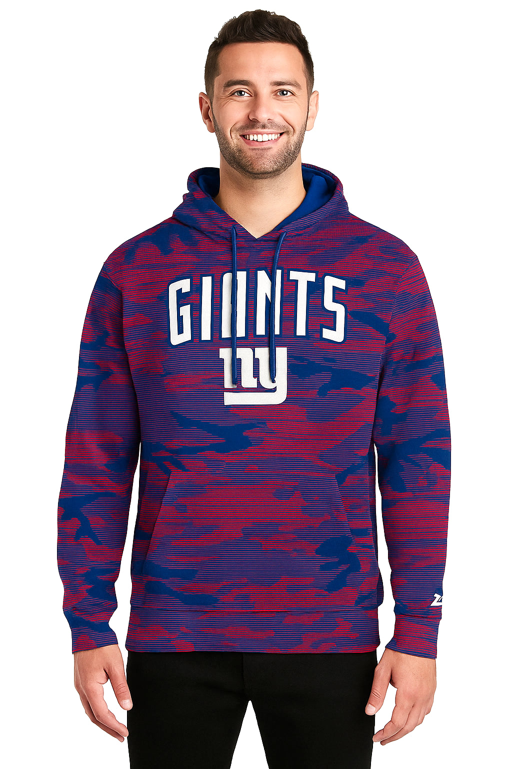 Zubaz NFL   Men's Arch All Over Camo Hoodie, NEW YORK GIANTS