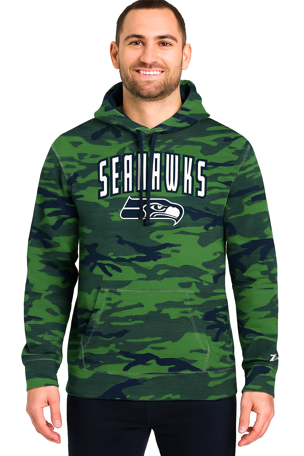 Zubaz NFL   Men's Arch All Over Camo Hoodie, SEATTLE SEAHAWKS