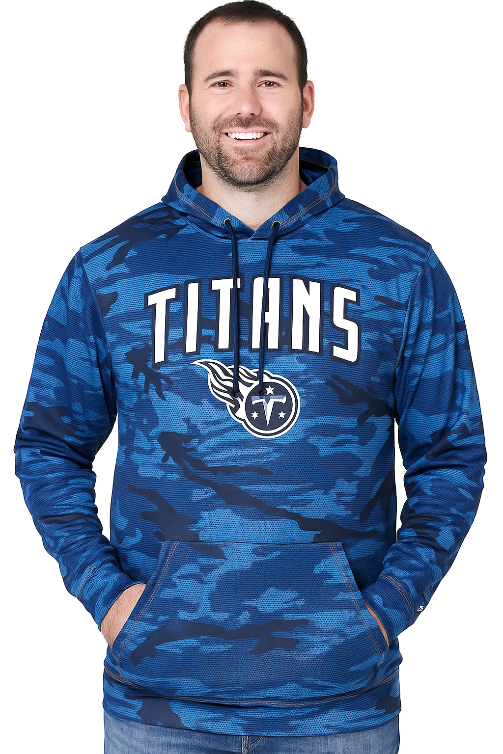 Zubaz NFL   Men's Arch All Over Camo Hoodie, TENNESSEE TITANS