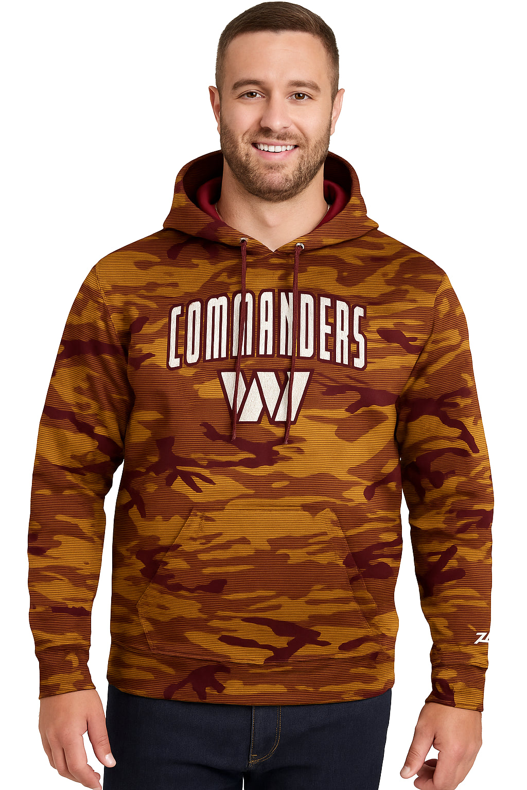 Zubaz NFL   Men's Arch All Over Camo Hoodie, WASHINGTON COMMANDERS