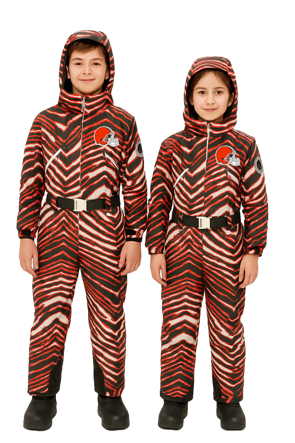 Zubaz NFL Kids Unisex Zebra Team Color Tundra Tux Snowsuit Jr, Cleveland Browns