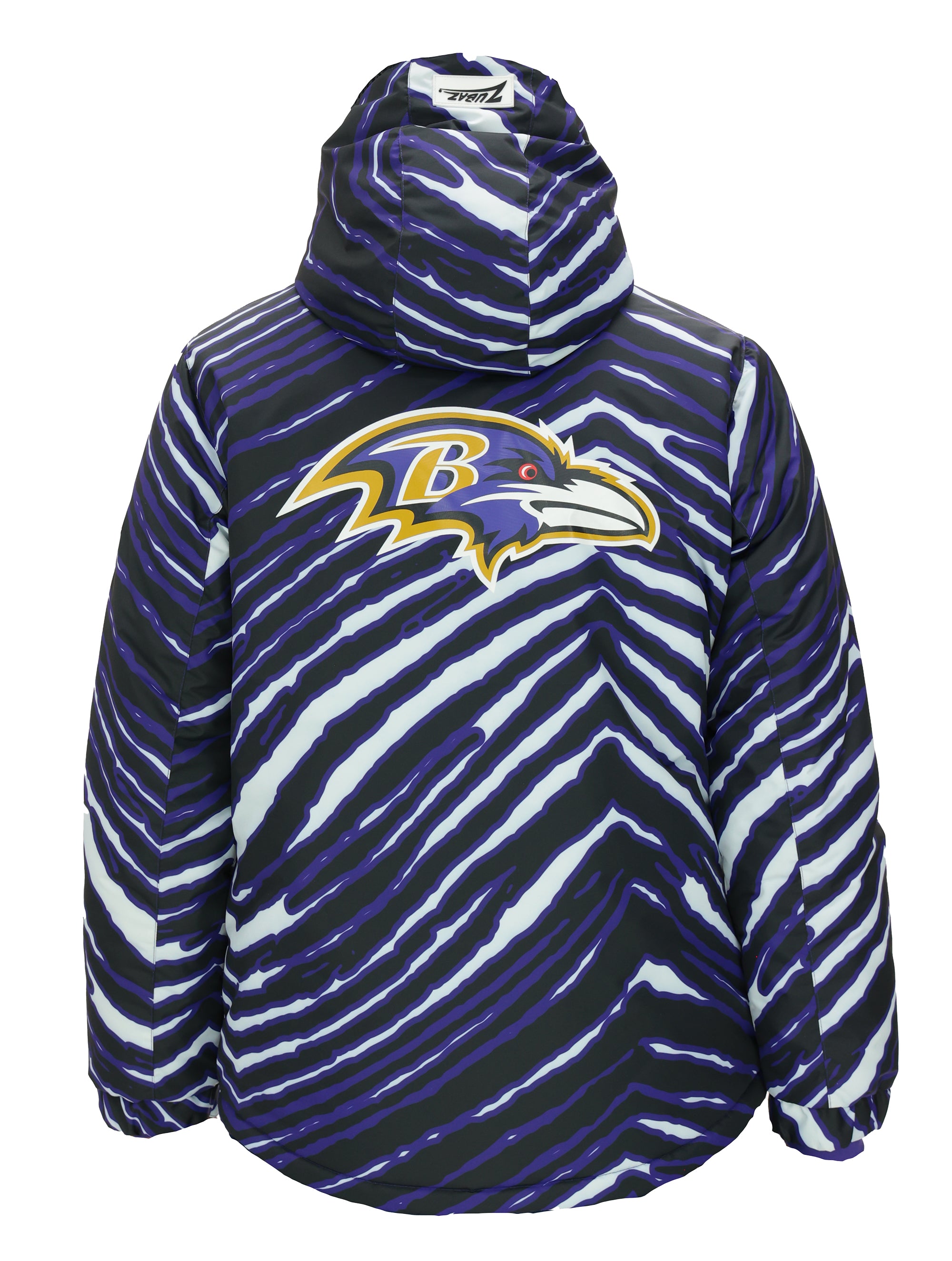 Zubaz NFL Kids Unisex Zebra Team Color Bleacher Blazer Jr Snow Jacket, Baltimore Ravens