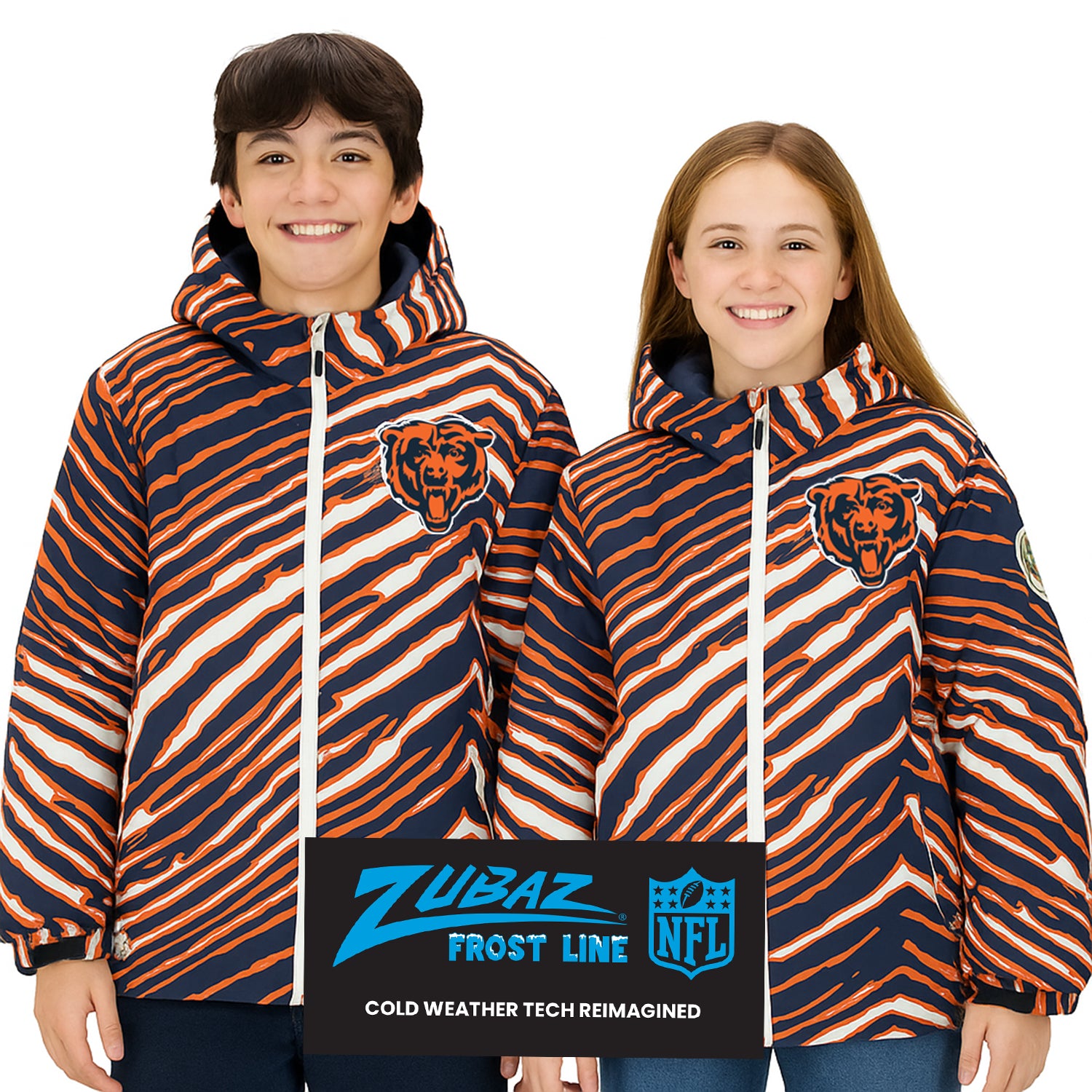 Zubaz NFL Kids Unisex Zebra Team Color Bleacher Blazer Jr Snow Jacket,