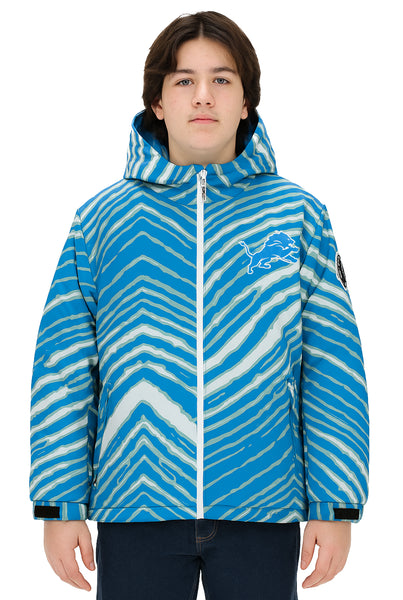Zubaz NFL Kids Unisex Zebra Team Color Bleacher Blazer Jr Snow Jacket,