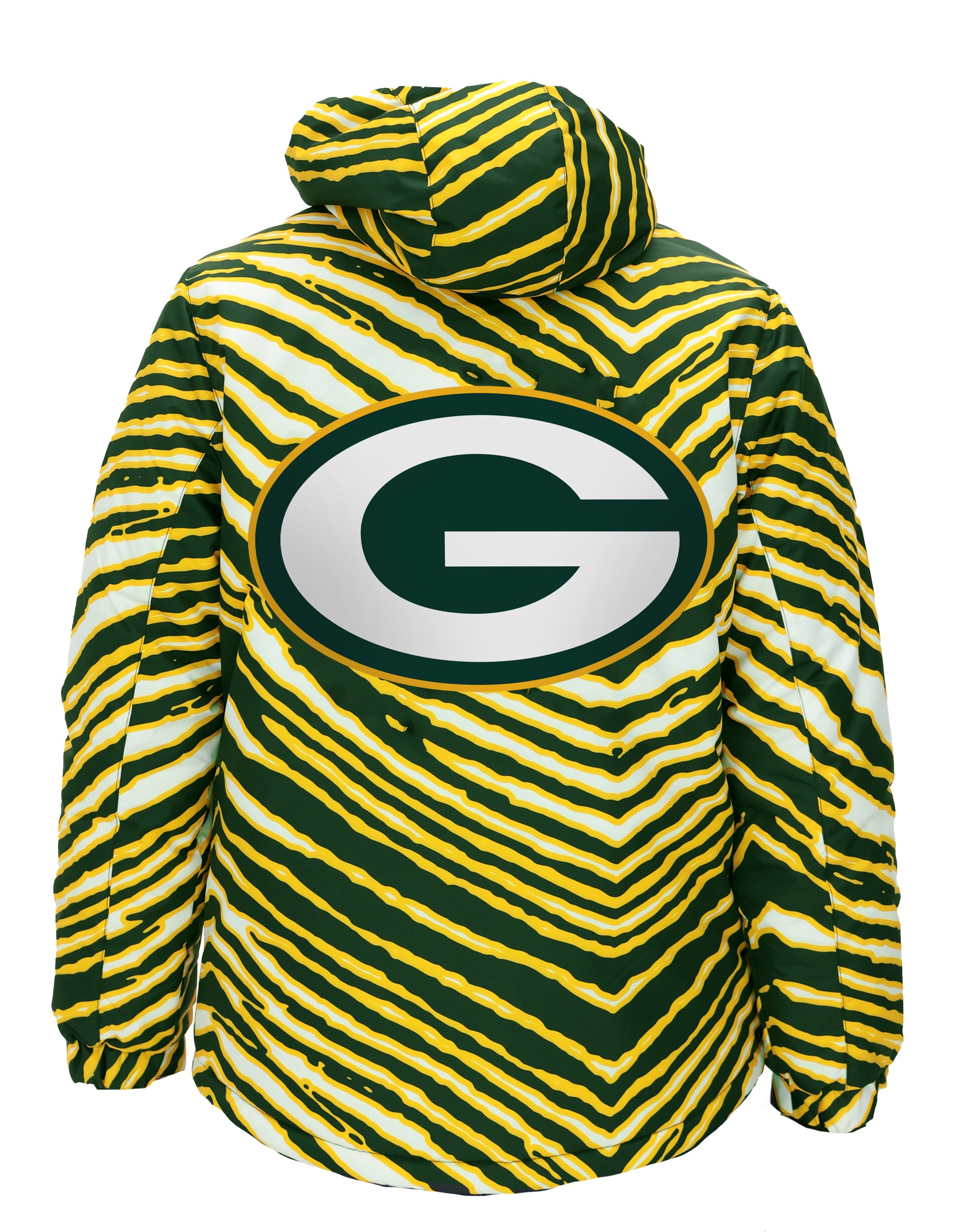 Zubaz NFL Kids Unisex Zebra Team Color Bleacher Blazer Jr Snow Jacket, Green Bay Packers