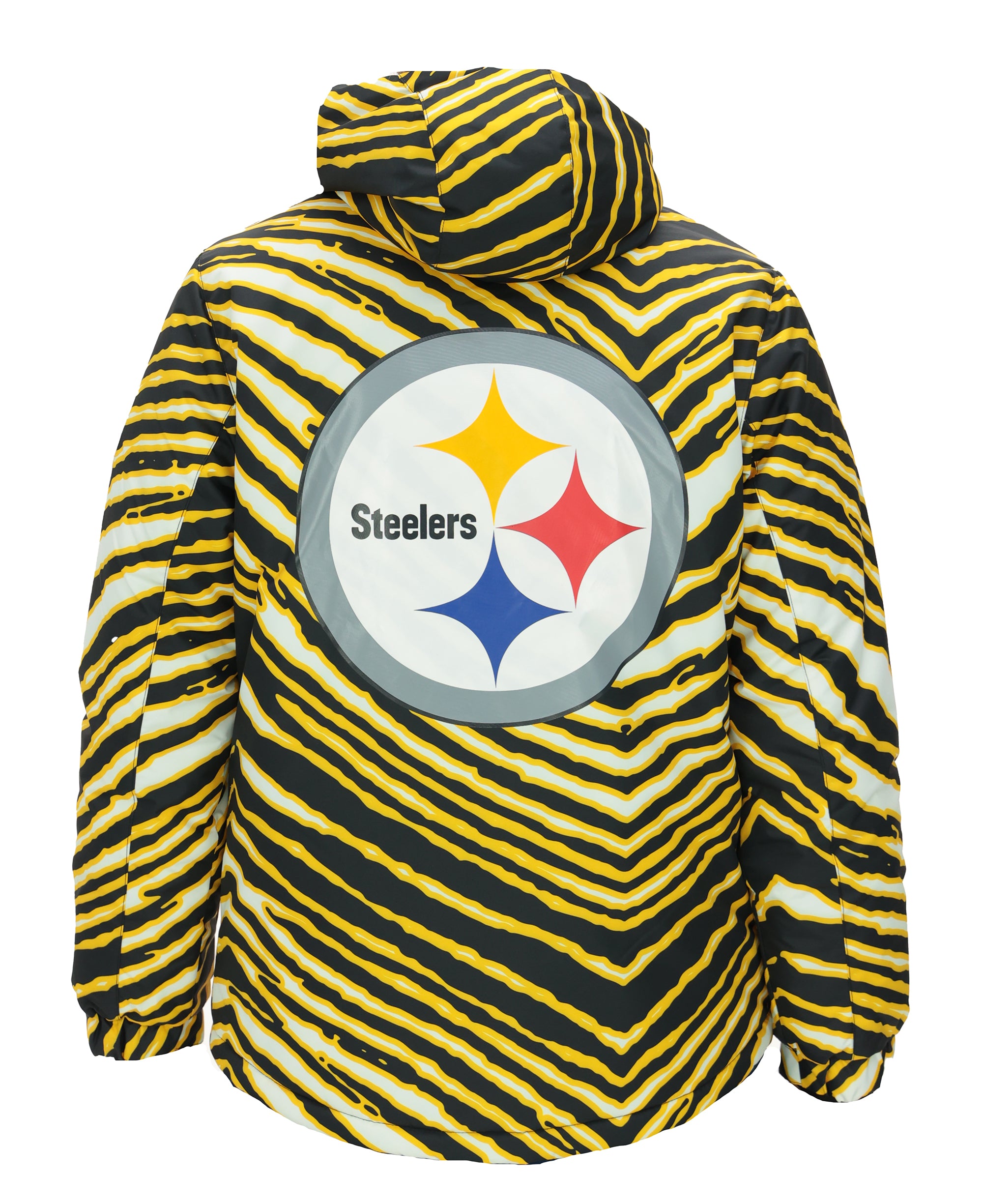 Zubaz NFL Kids Unisex Zebra Team Color Bleacher Blazer Jr Snow Jacket, Pittsburgh Steelers