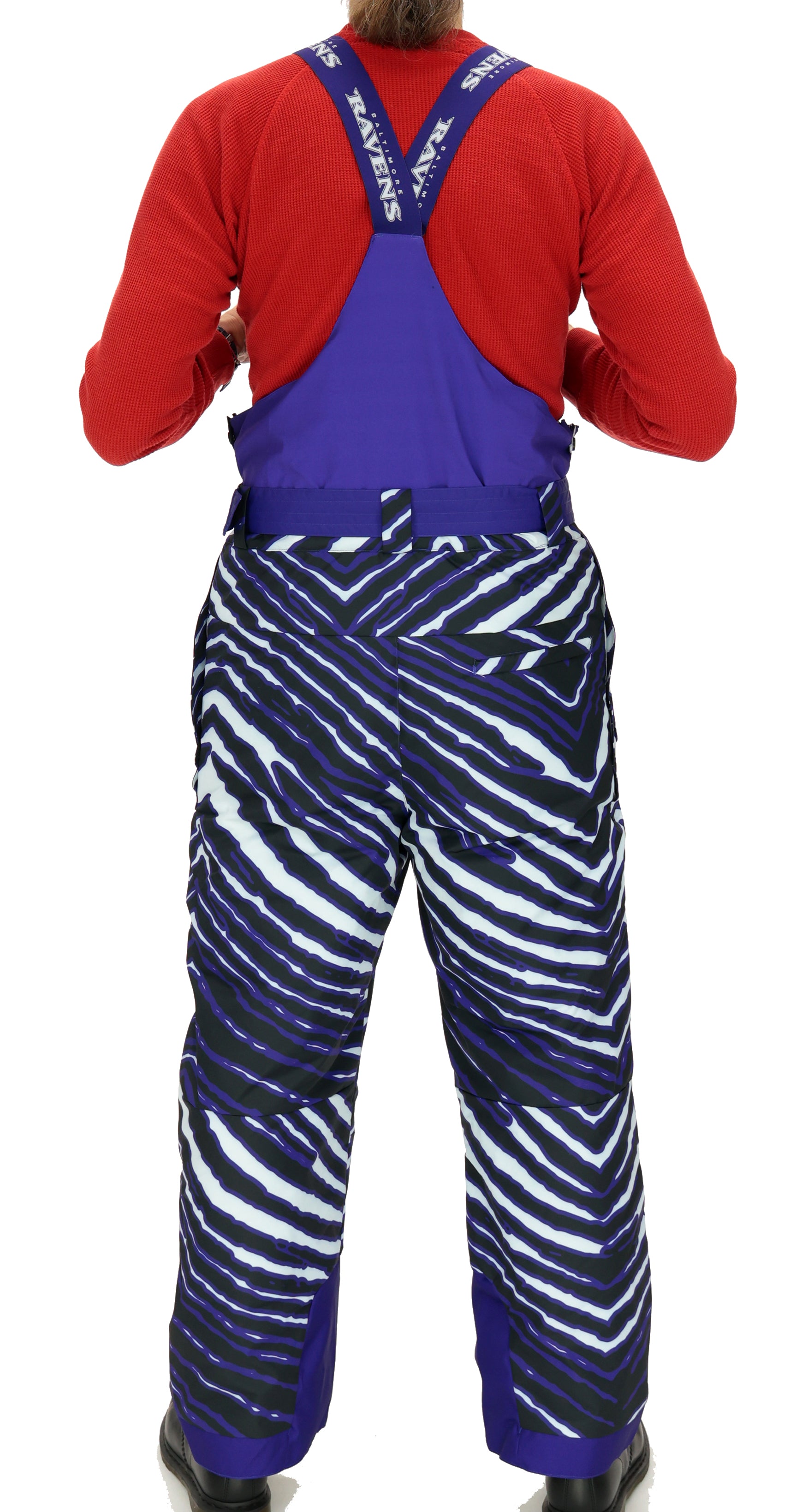 Zubaz NFL Kids Unisex Zebra Team Color Blizzard Snow Bib Jr, Baltimore Ravens