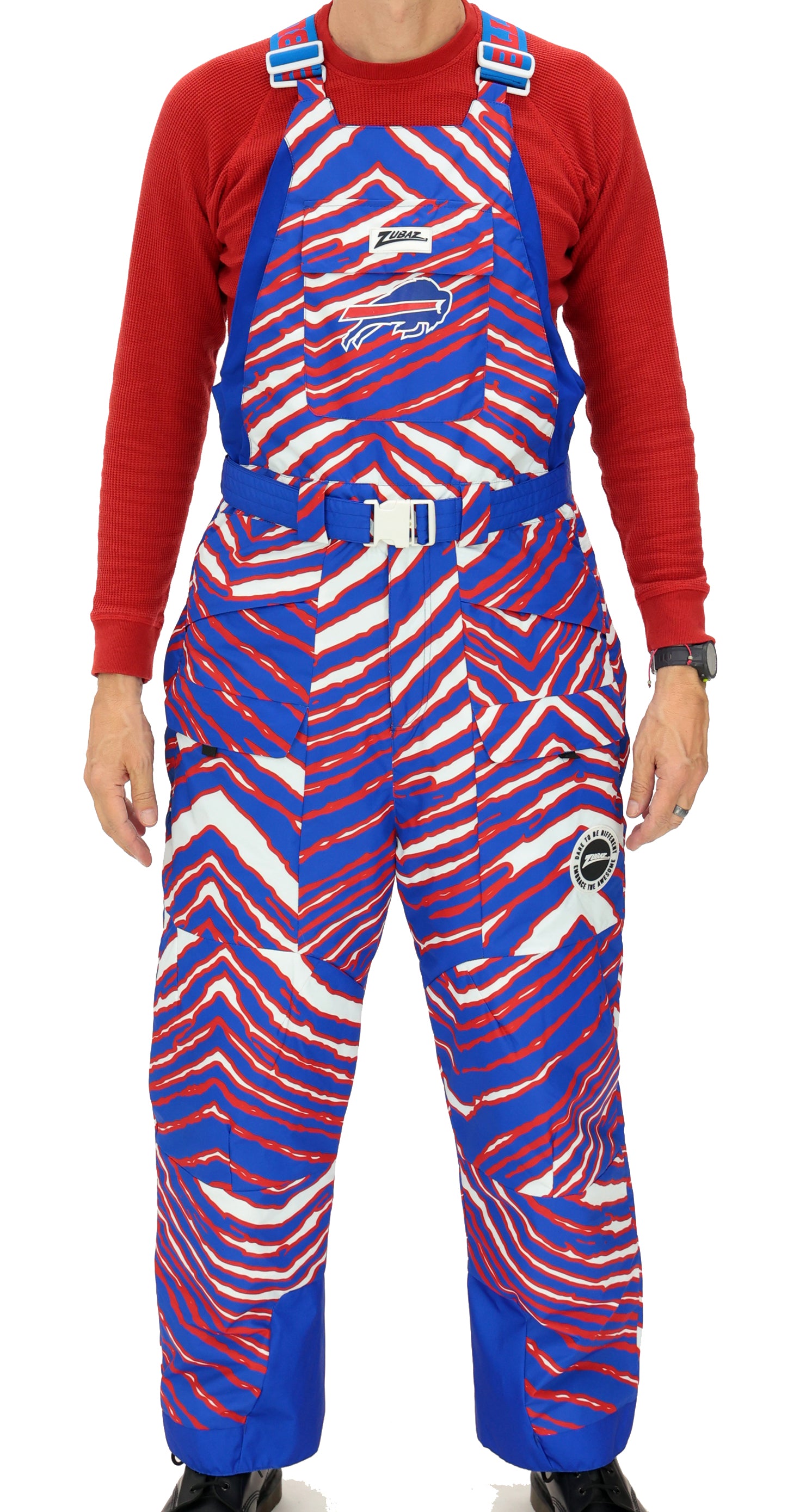 Zubaz NFL Kids Unisex Zebra Team Color Blizzard Snow Bib Jr, Buffalo Bills