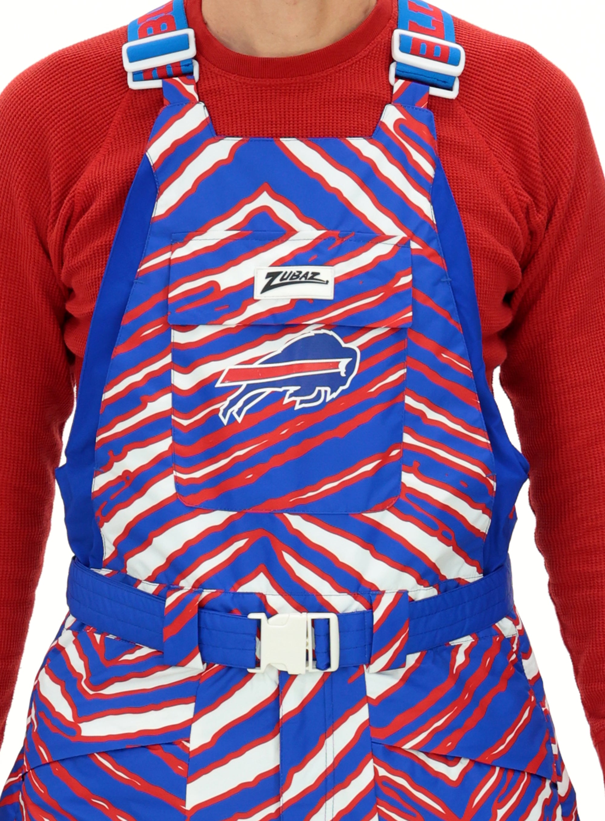 Zubaz NFL Kids Unisex Zebra Team Color Blizzard Snow Bib Jr, Buffalo Bills