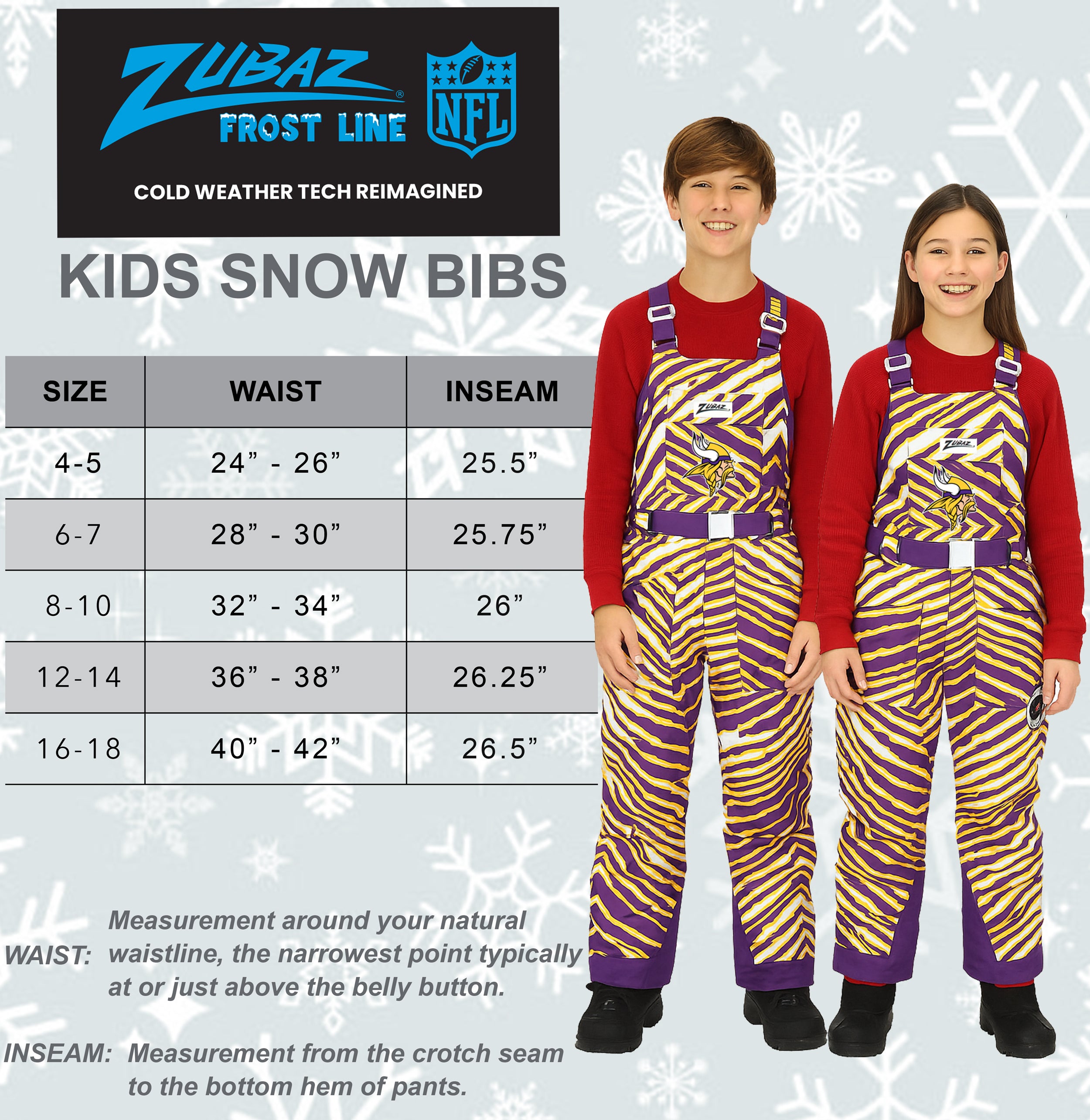 Zubaz NFL Kids Unisex Zebra Team Color Blizzard Snow Bib Jr, Chicago Bears
