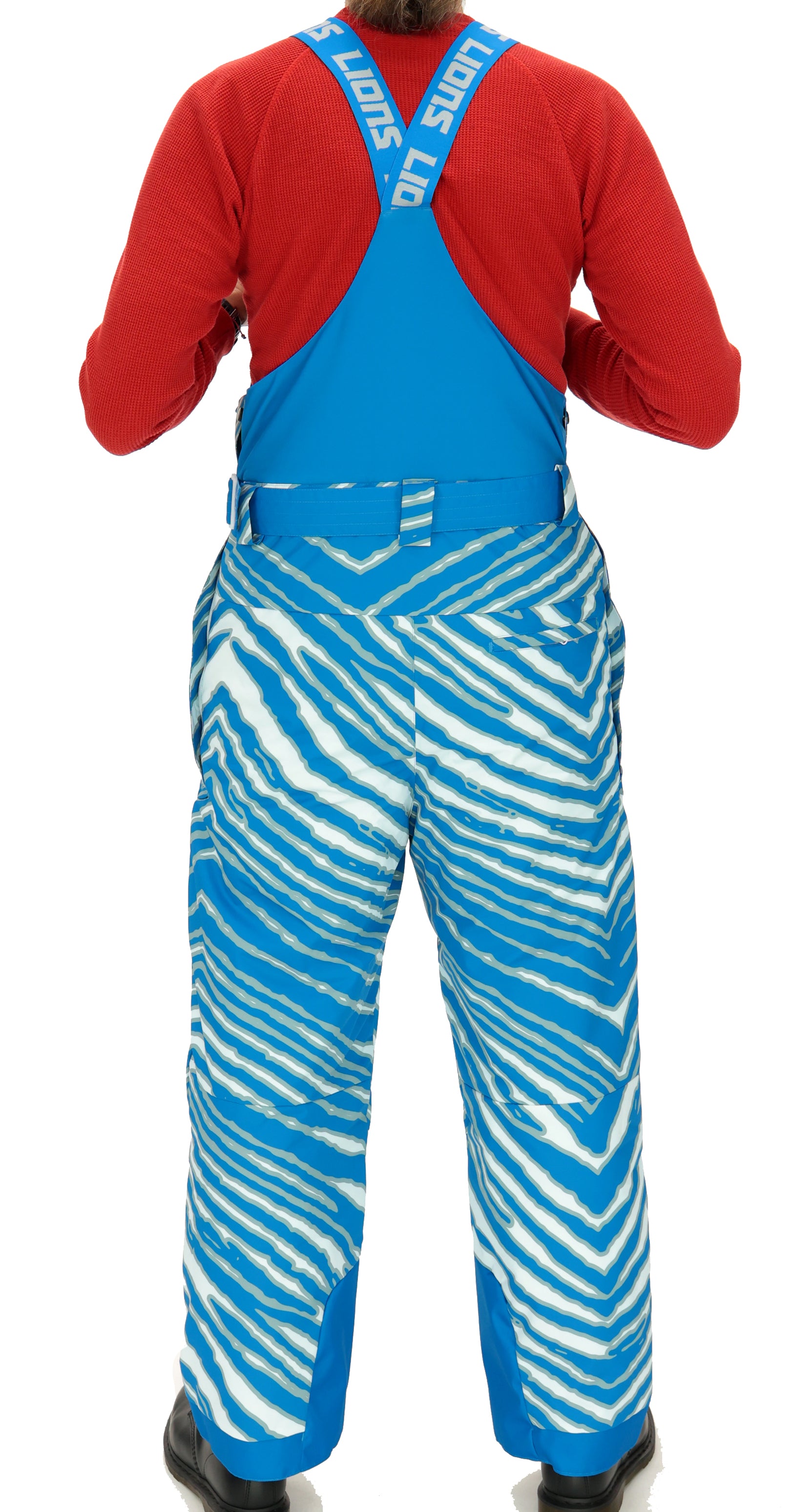 Zubaz NFL Kids Unisex Zebra Team Color Blizzard Snow Bib Jr, Detroit Lions