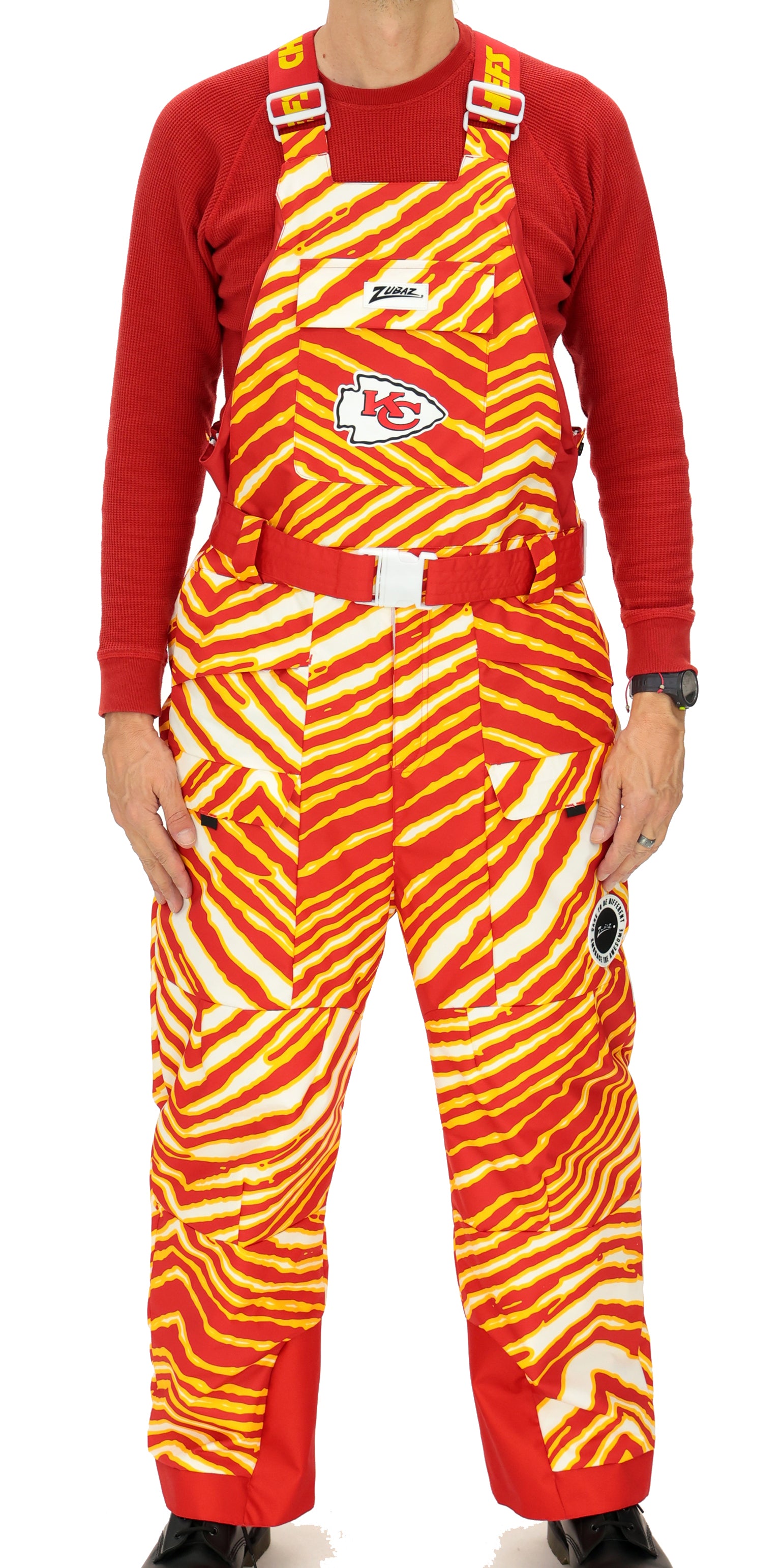 Zubaz NFL Kids Unisex Zebra Team Color Blizzard Snow Bib Jr, Kansas City Chiefs
