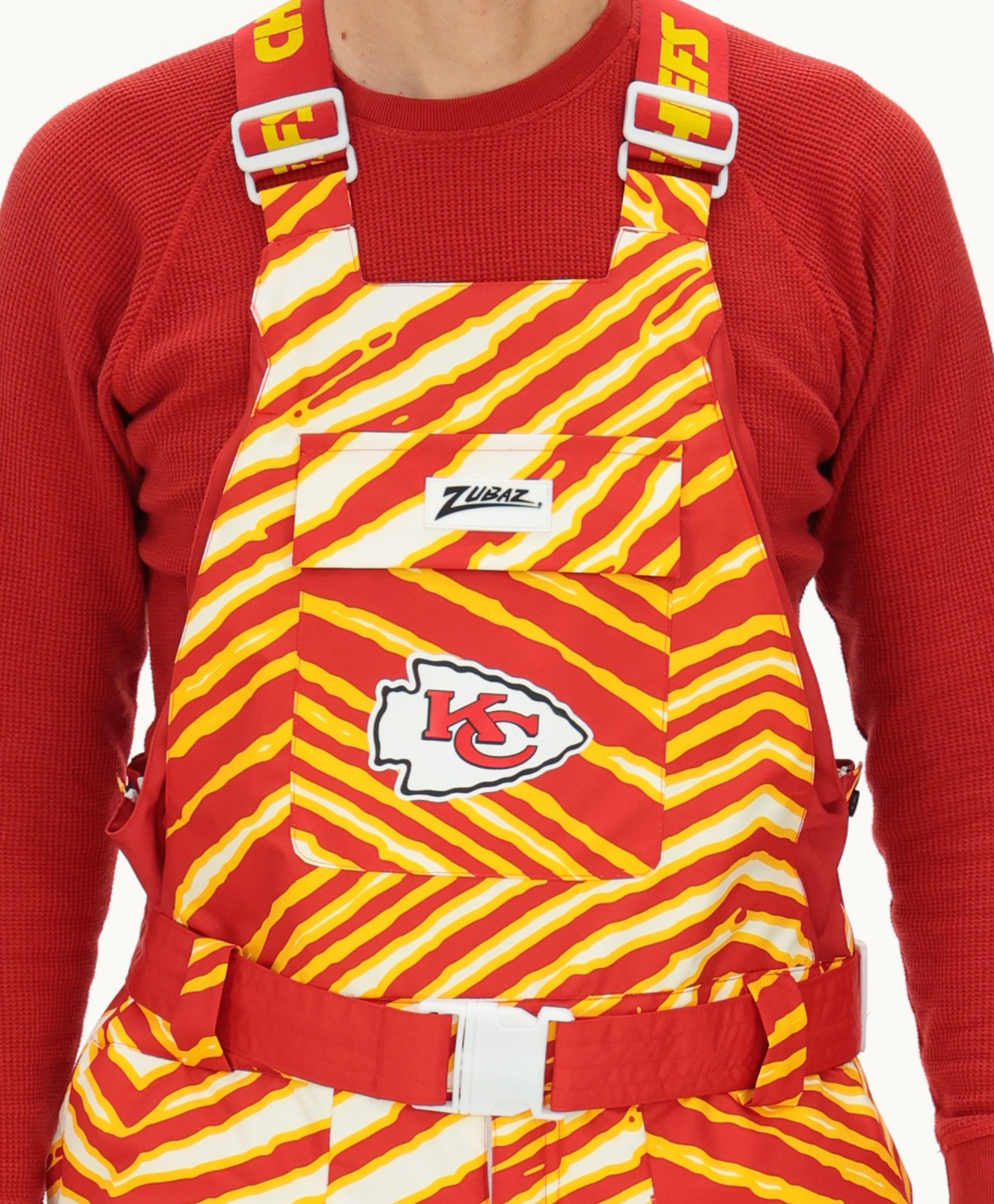 Zubaz NFL Kids Unisex Zebra Team Color Blizzard Snow Bib Jr, Kansas City Chiefs