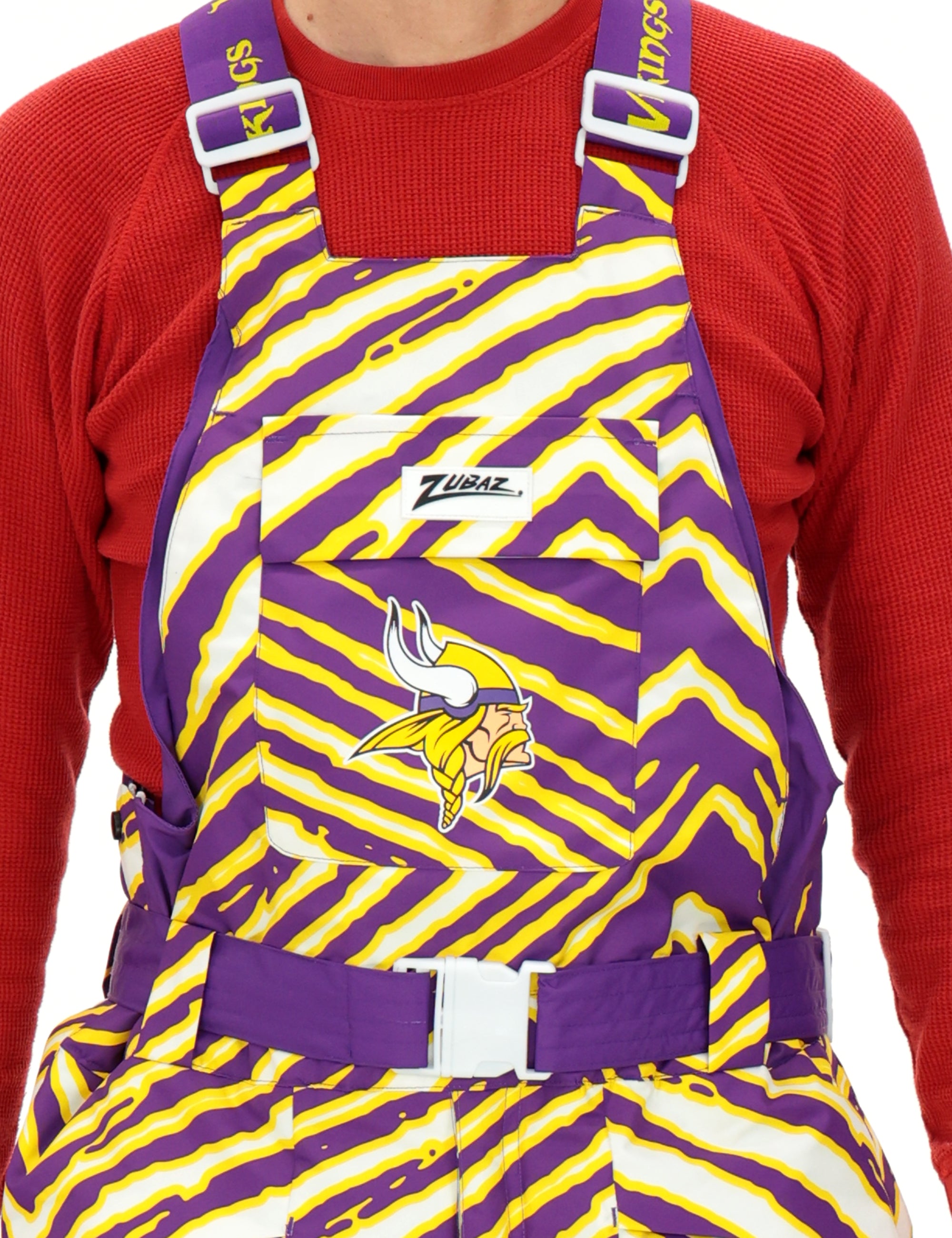 Zubaz NFL Kids Unisex Zebra Team Color Blizzard Snow Bib Jr, Minnesota Vikings