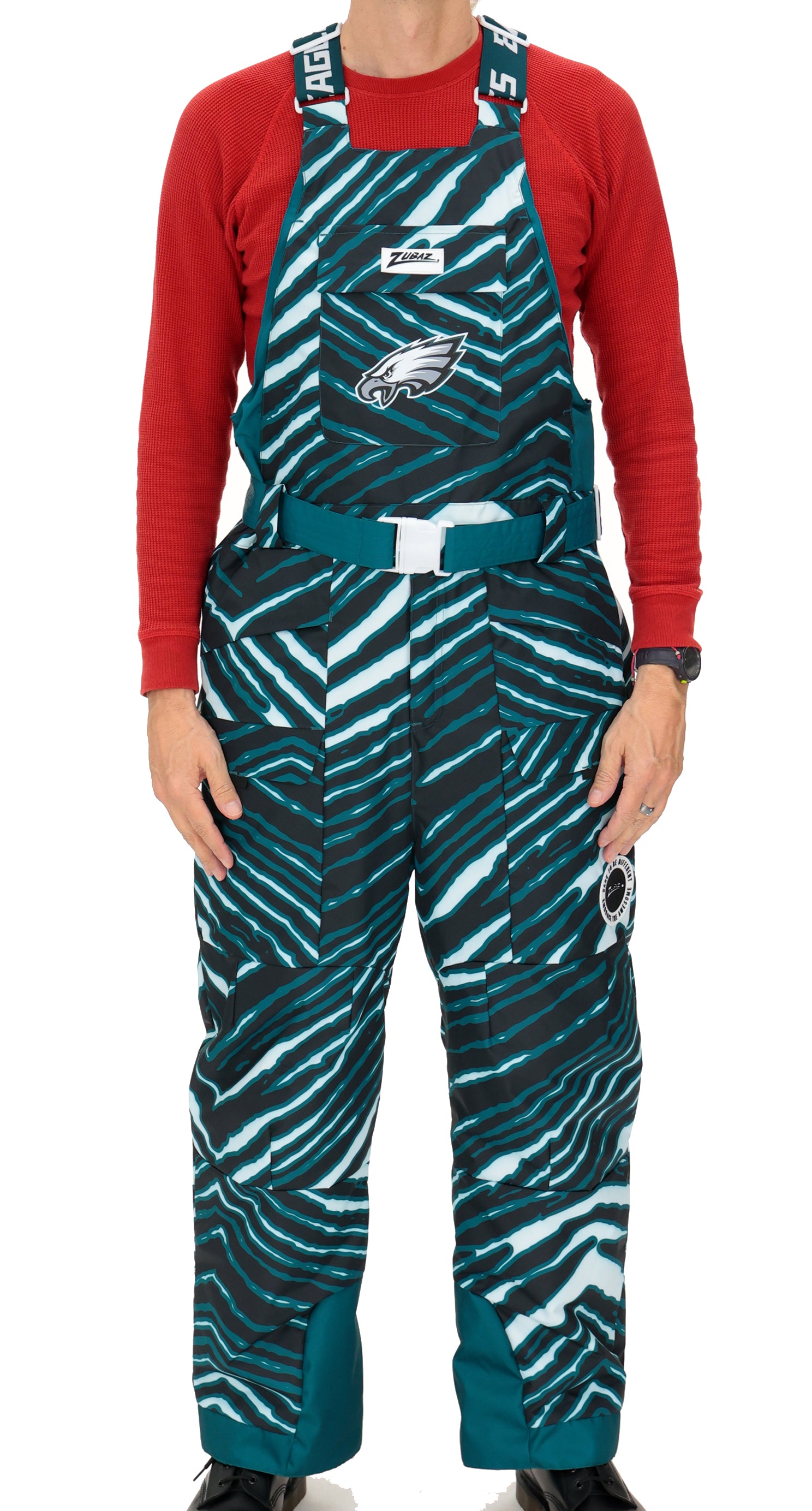 Zubaz NFL Kids Unisex Zebra Team Color Blizzard Snow Bib Jr, Philadelphia Eagles