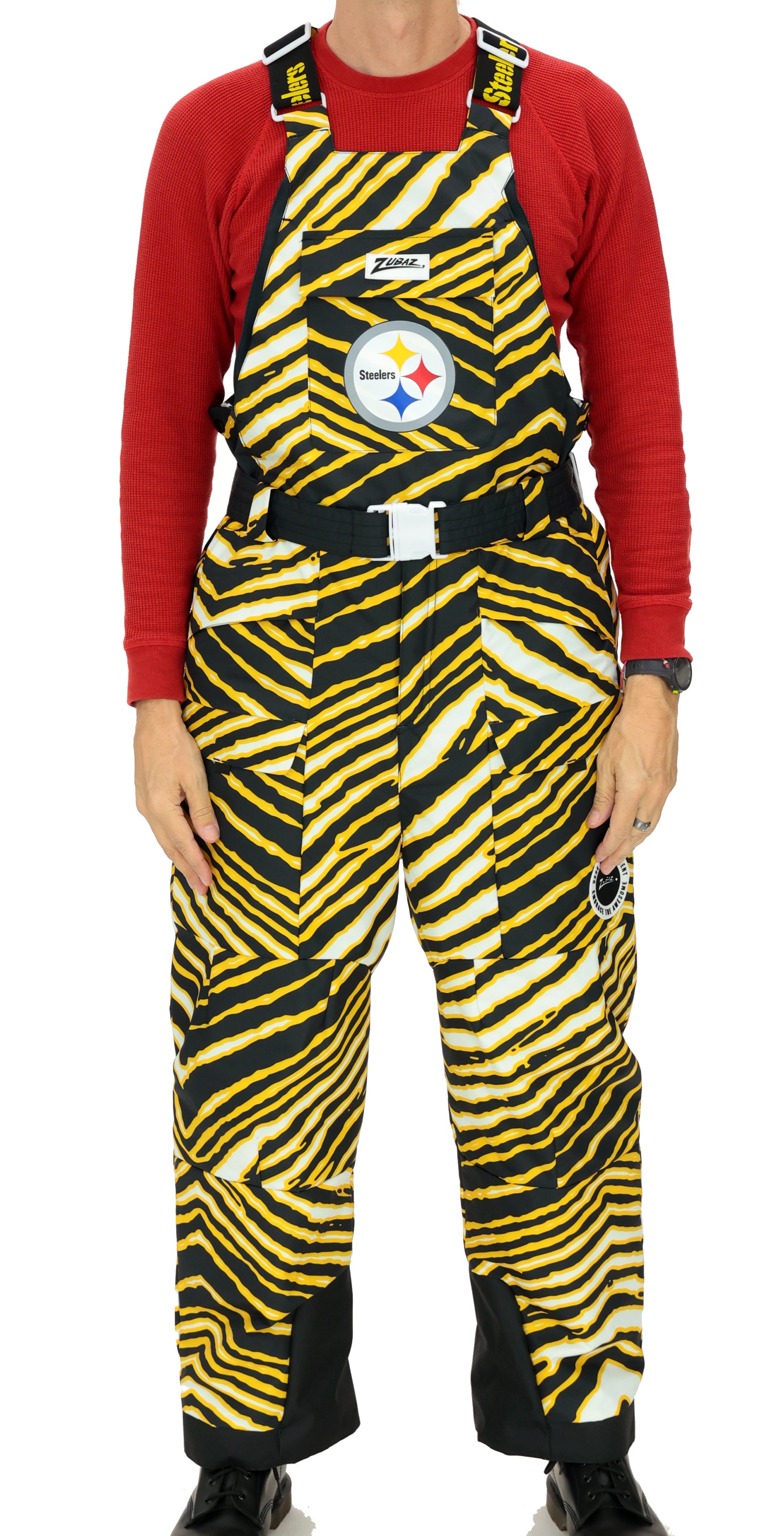 Zubaz NFL Kids Unisex Zebra Team Color Blizzard Snow Bib Jr, Pittsburgh Steelers