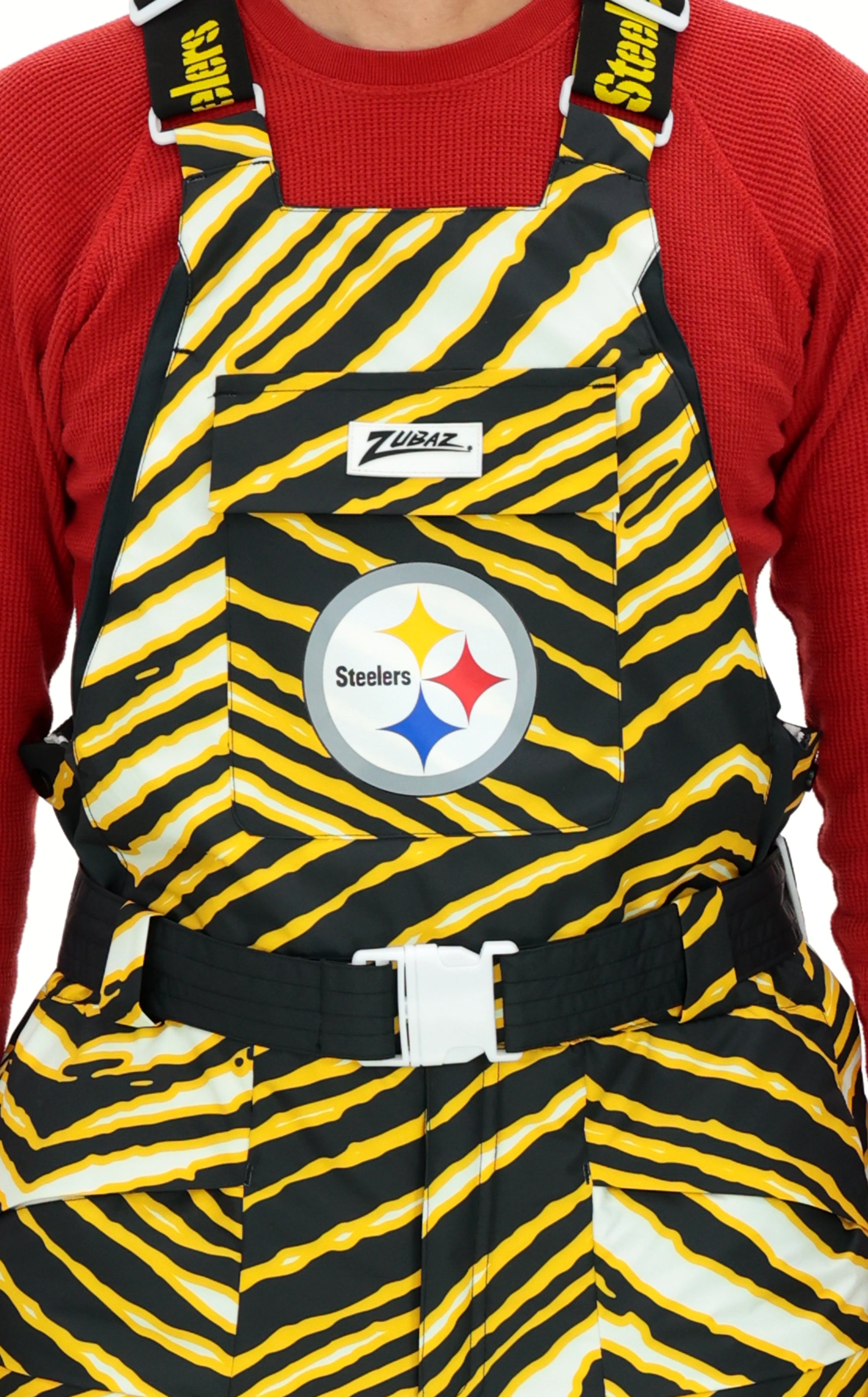 Zubaz NFL Kids Unisex Zebra Team Color Blizzard Snow Bib Jr, Pittsburgh Steelers