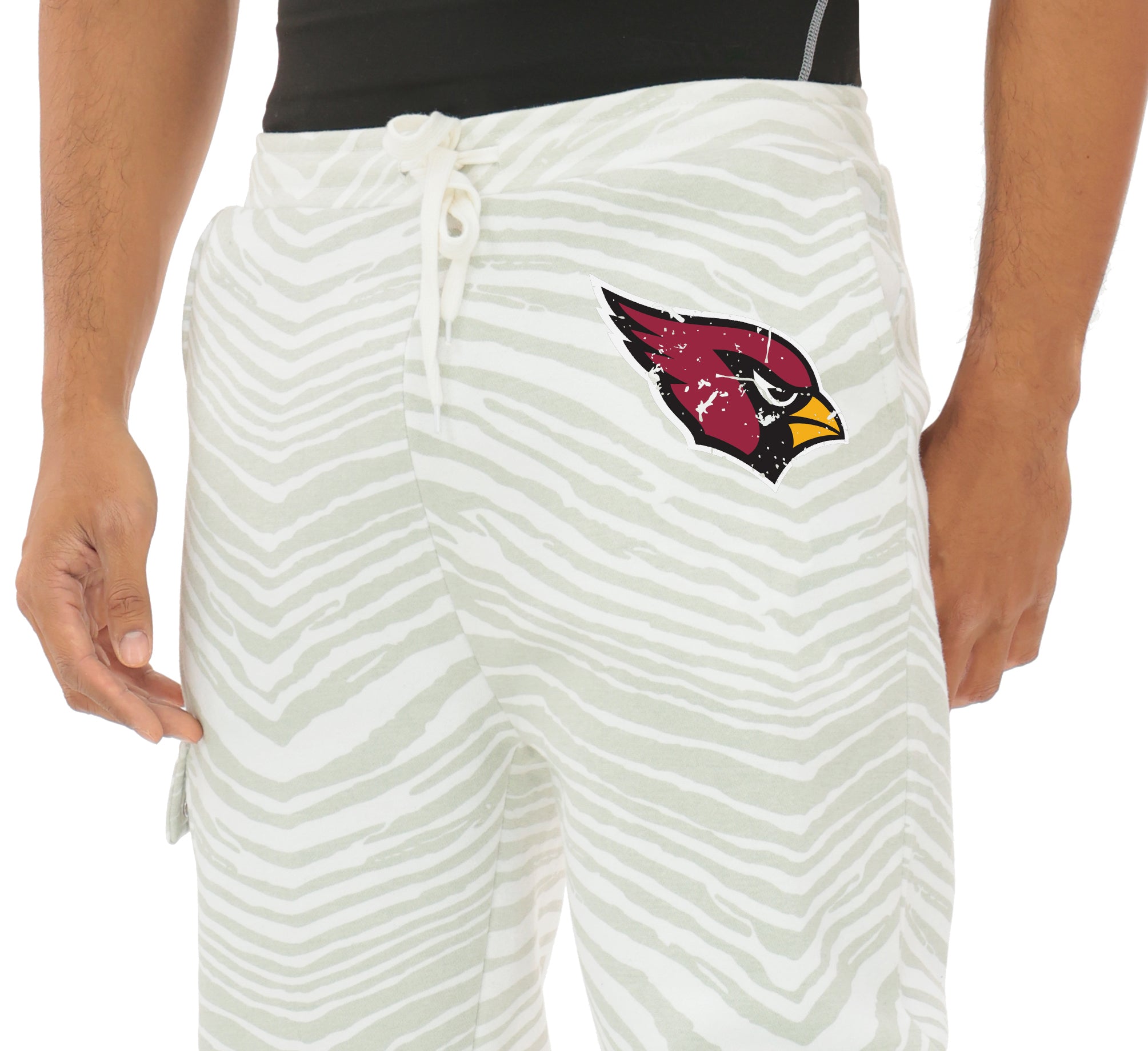 Zubaz NFL  UNISEX 90s Team Cargo Joggers - Zebra 2 Color, ARIZONA CARDINALS