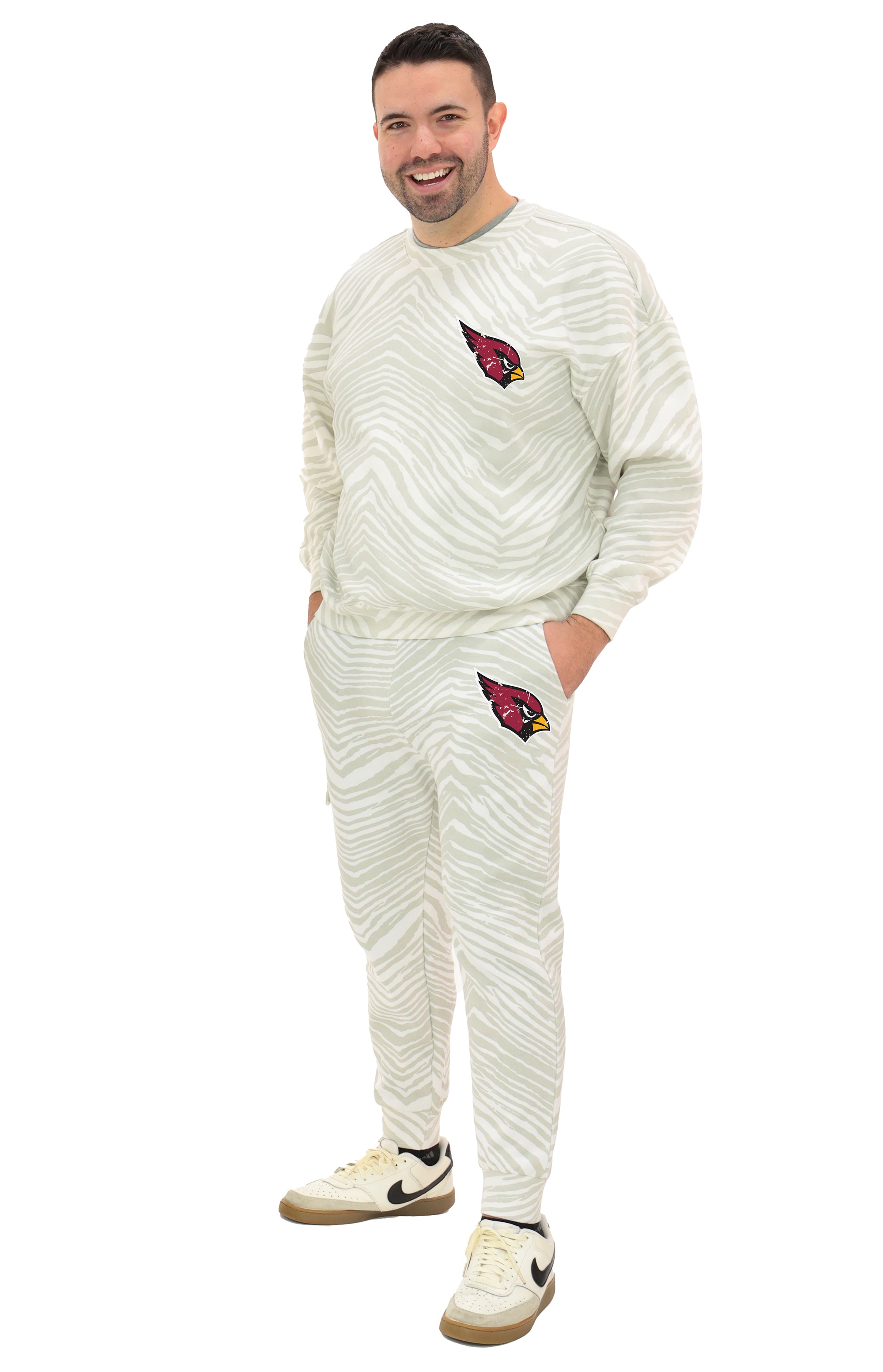 Zubaz NFL  UNISEX 90s Team Cargo Joggers - Zebra 2 Color, ARIZONA CARDINALS