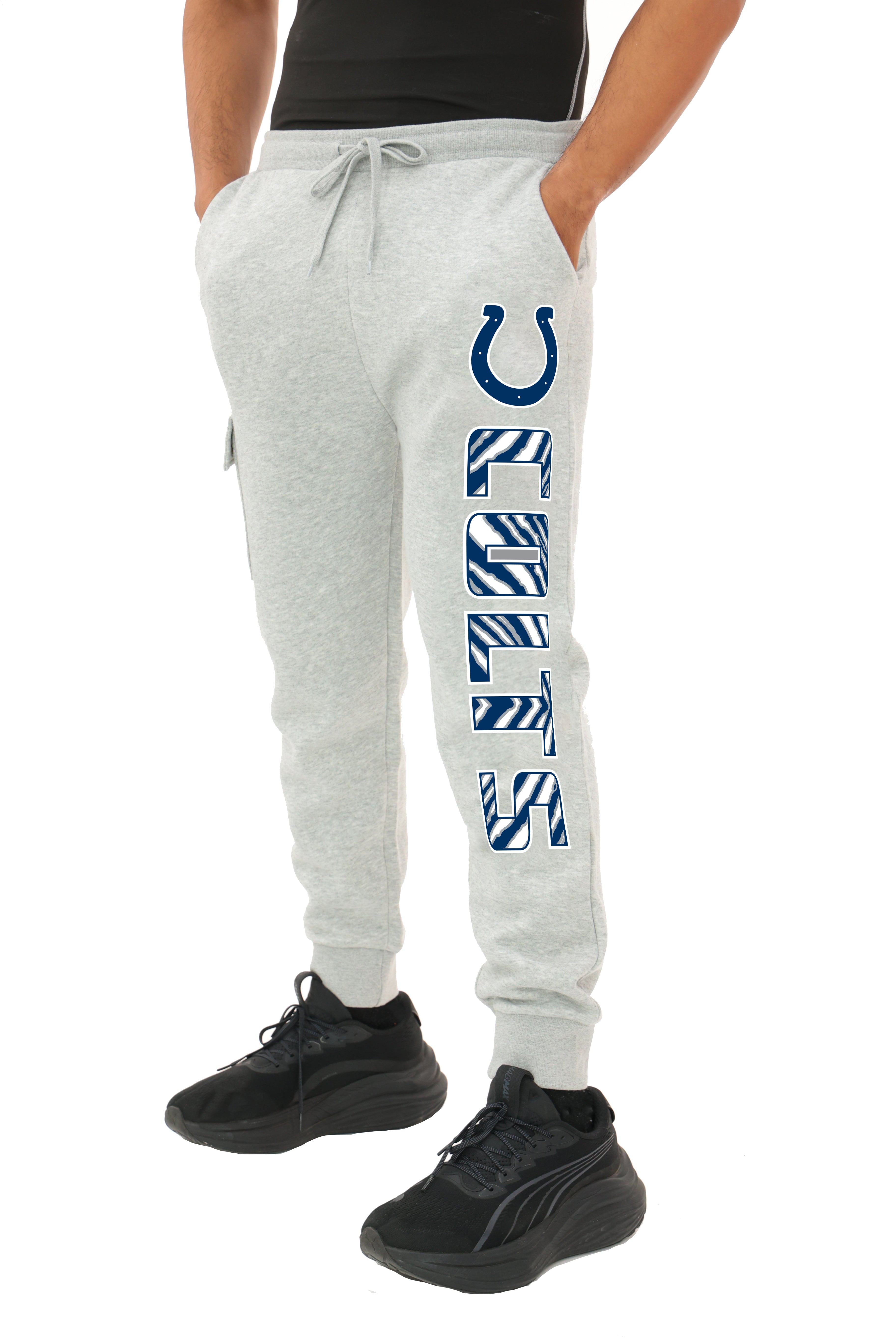 Zubaz NFL  MEN Cargo Joggers - Gray, INDIANAPOLIS COLTS