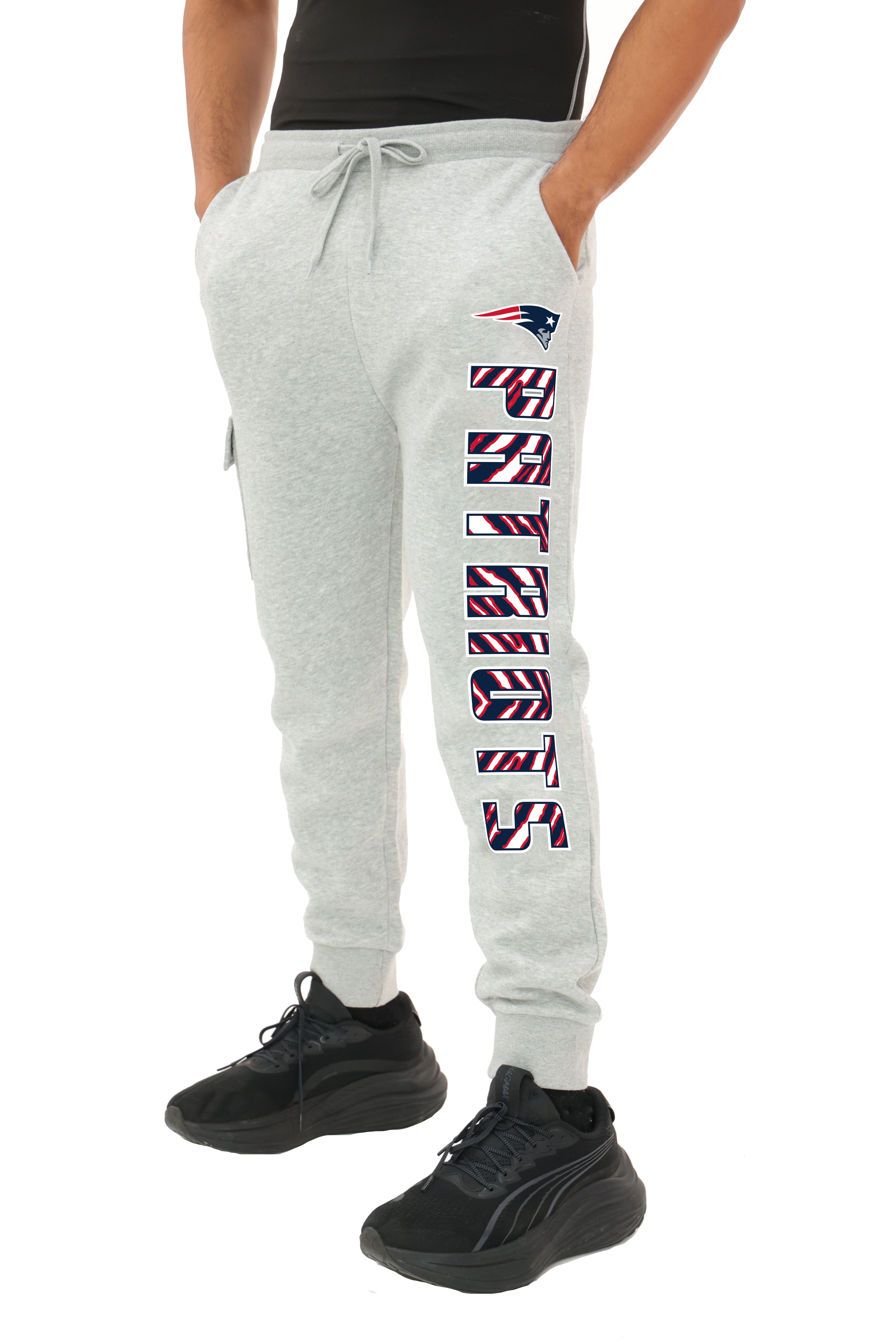 Zubaz NFL  MEN Cargo Joggers - Gray, NEW ENGLAND PATRIOTS