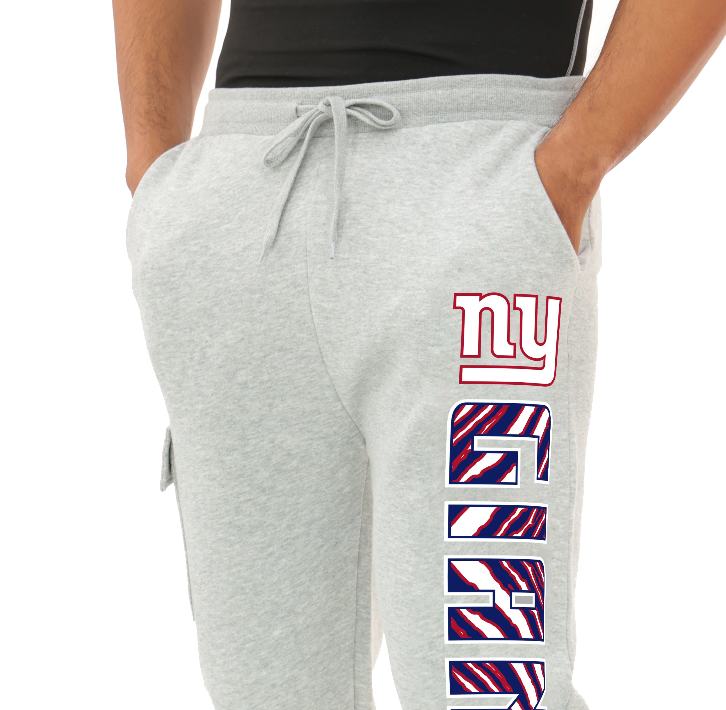 Zubaz NFL  MEN Cargo Joggers - Gray, NEW YORK GIANTS