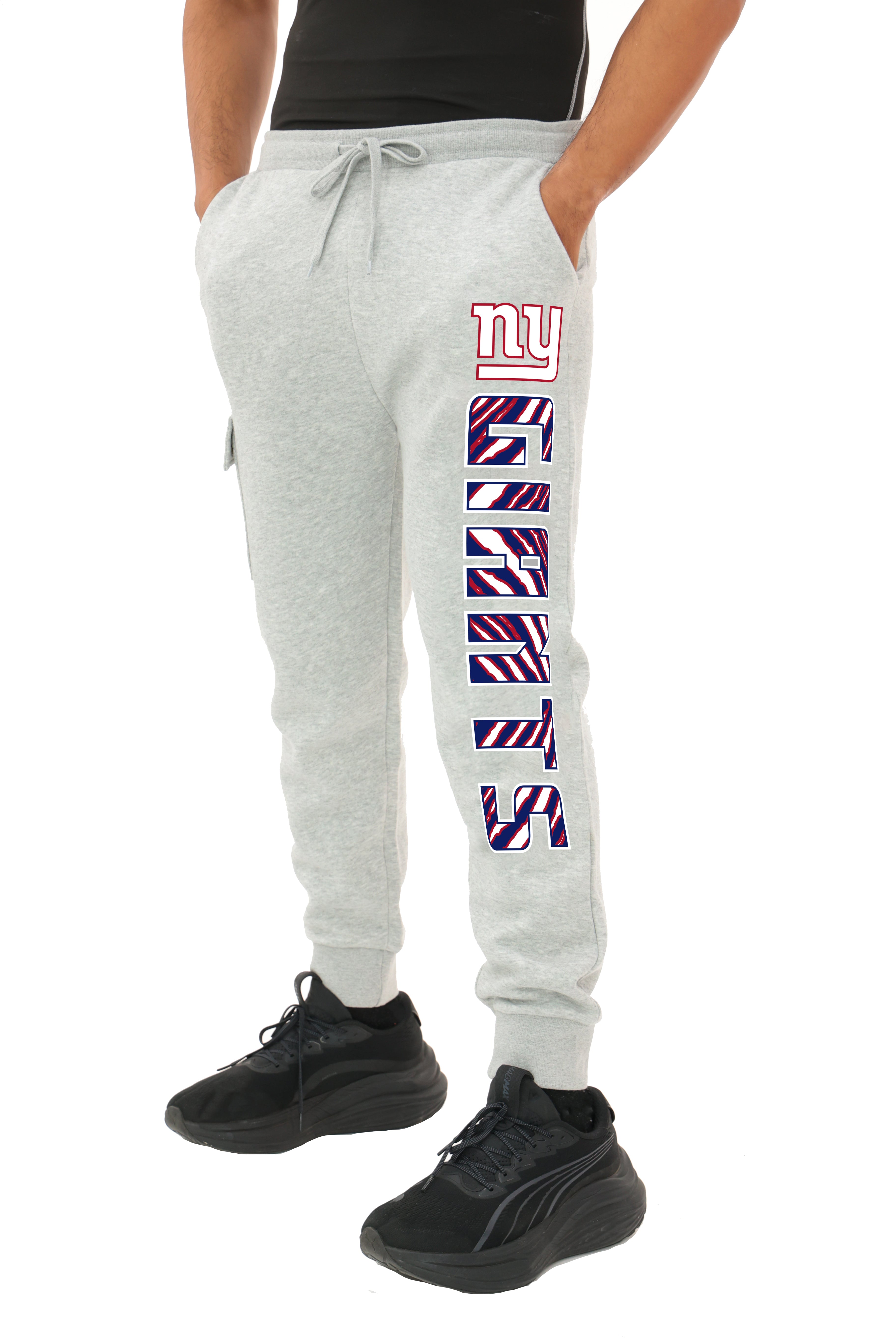 Zubaz NFL  MEN Cargo Joggers - Gray, NEW YORK GIANTS