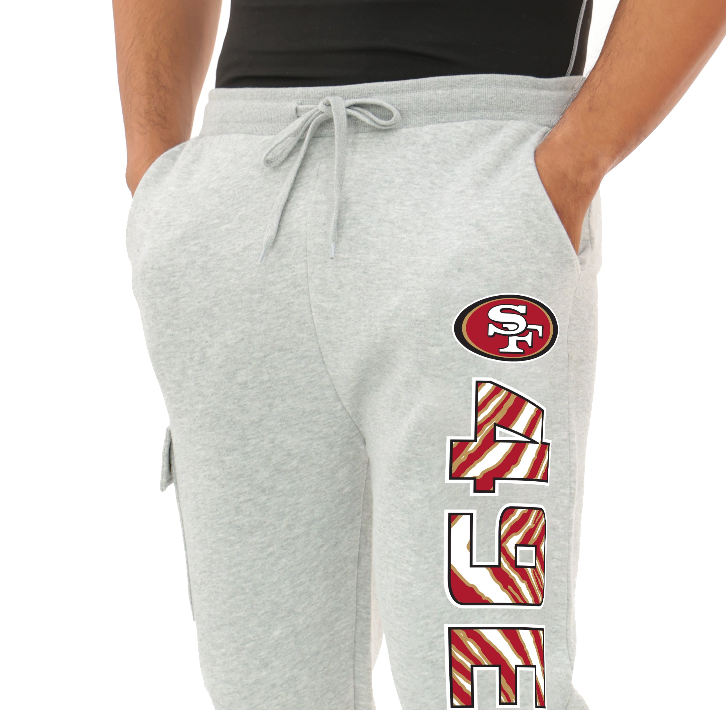Zubaz NFL  MEN Cargo Joggers - Gray, SAN FRANCISCO 49ERS