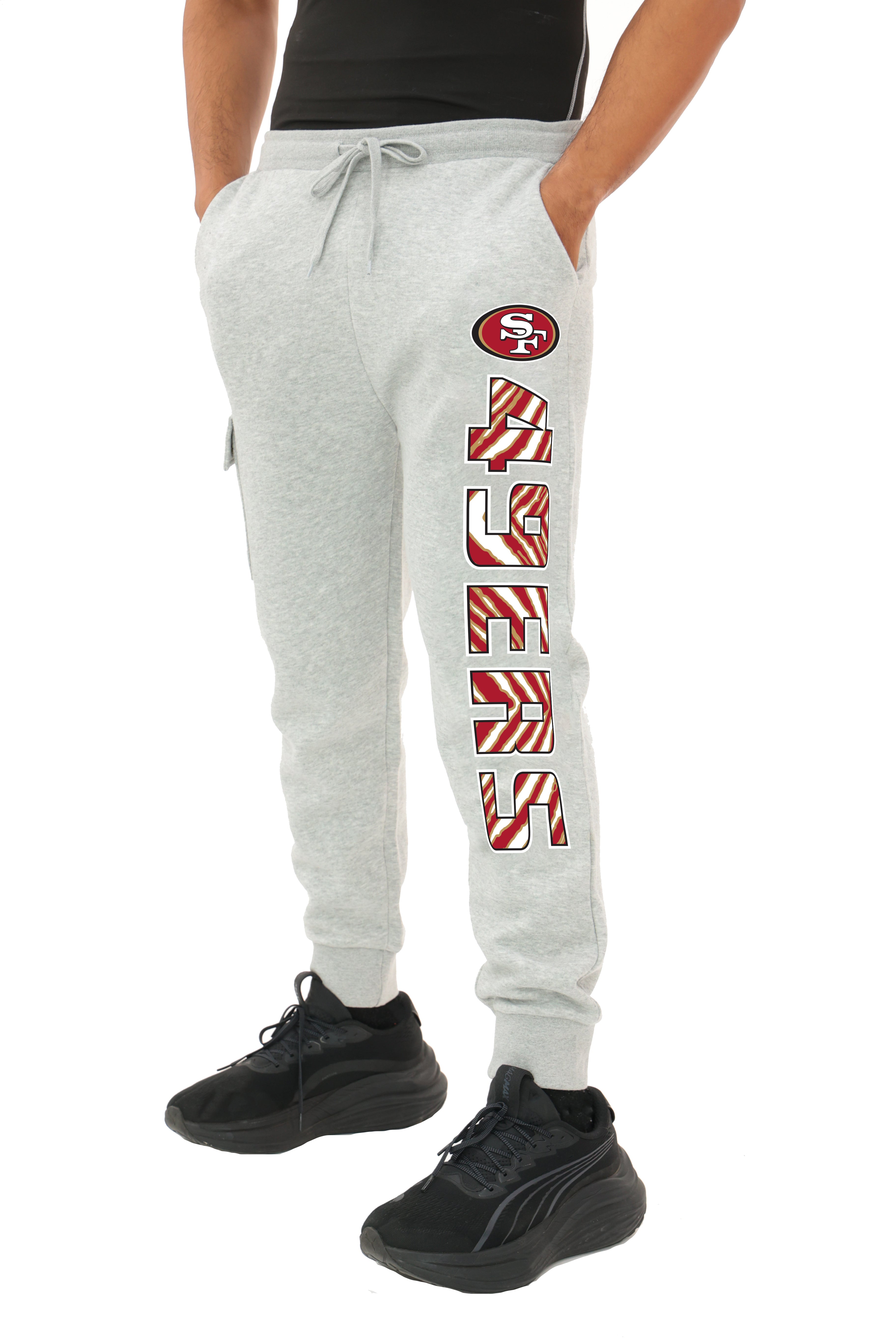 Zubaz NFL  MEN Cargo Joggers - Gray, SAN FRANCISCO 49ERS