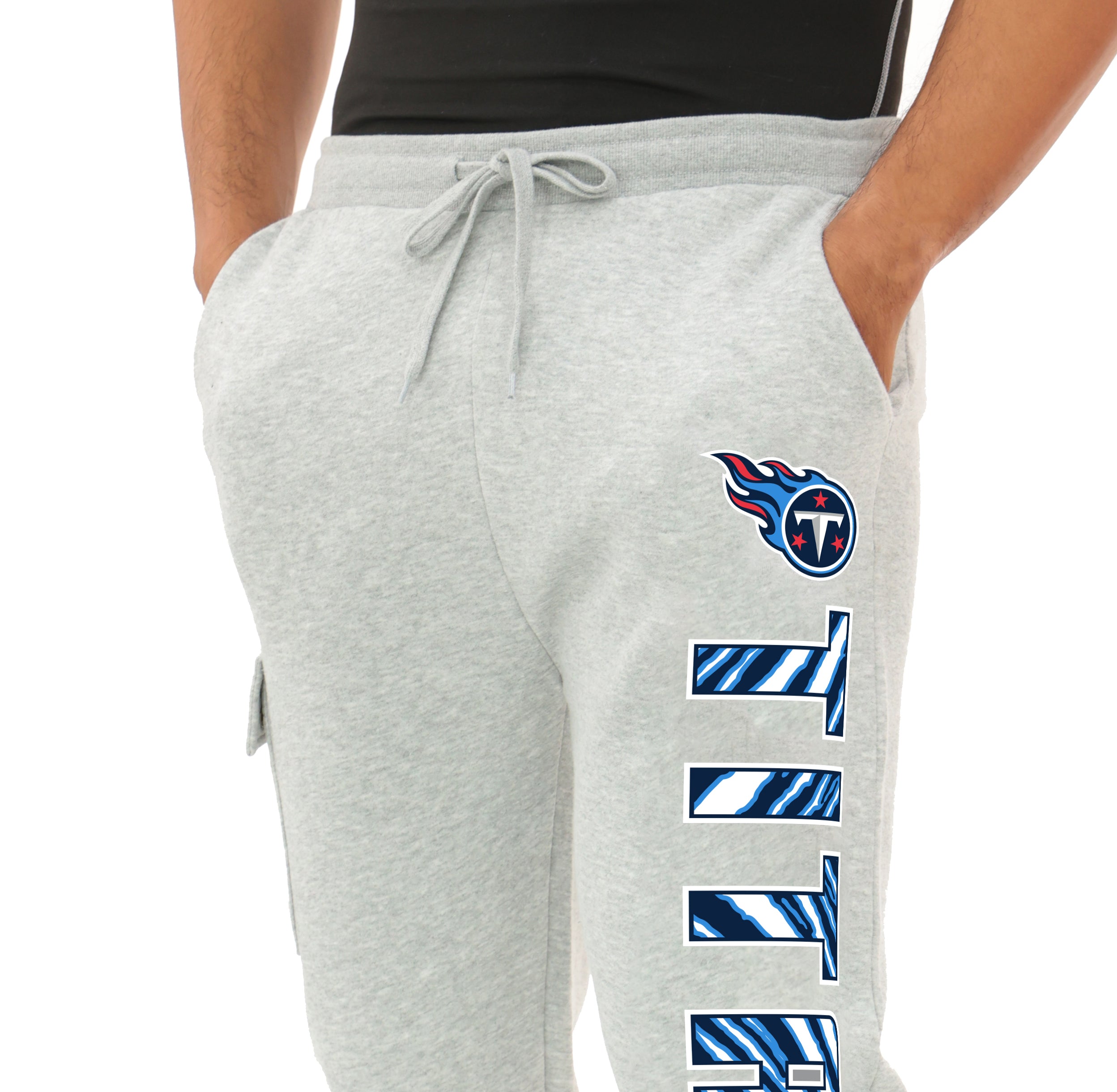 Zubaz NFL  MEN Cargo Joggers - Gray, TENNESSEE TITANS