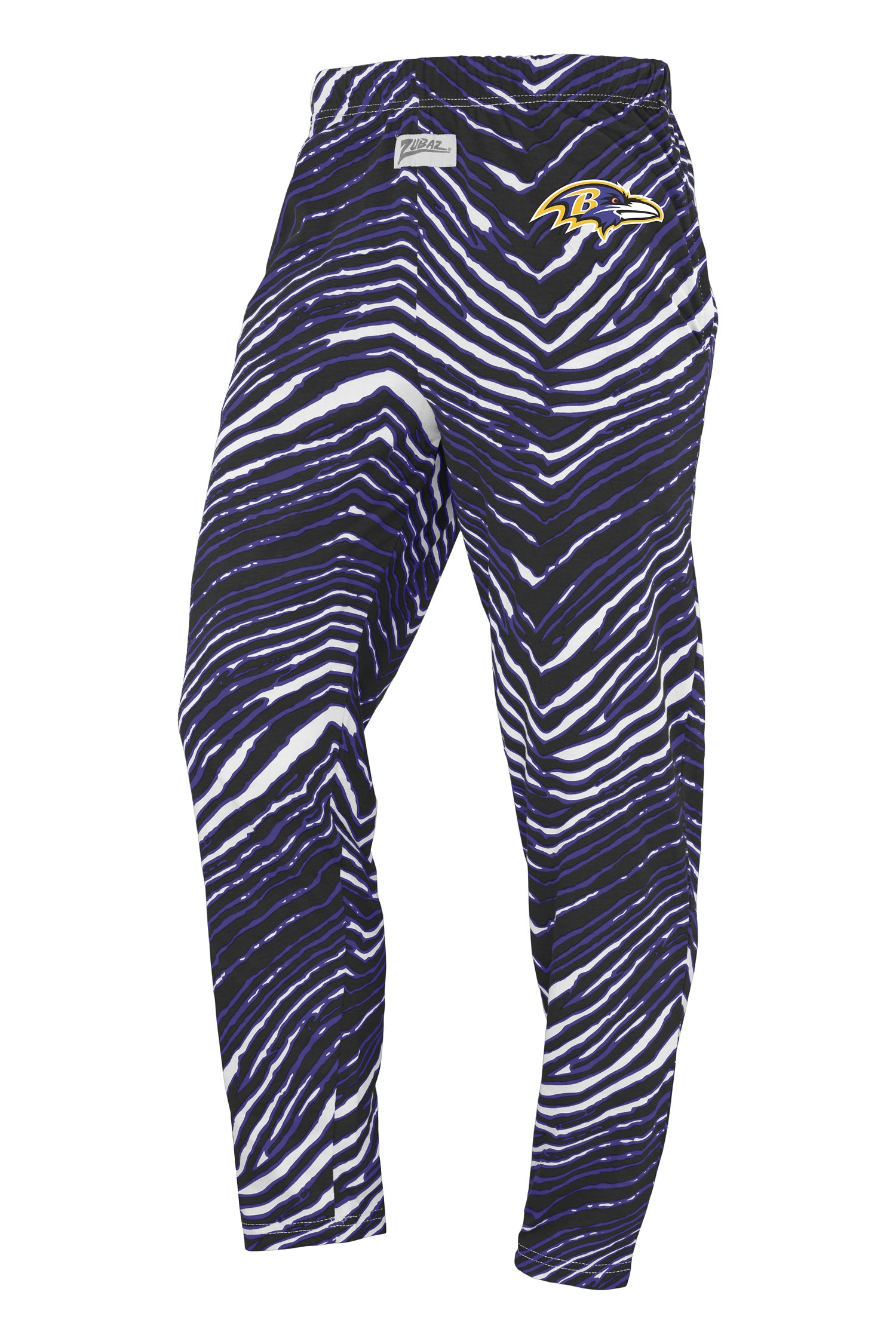 Zubaz NFL  UNISEX Z88 3 Color Zebra Direct Embroidered Logo Pants, BALTIMORE RAVENS