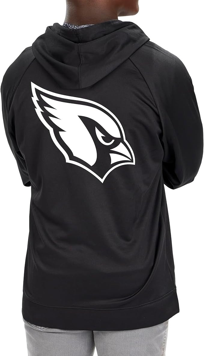 Zubaz NFL   Men's Established Viper Hood Liner Full Zip Raglan Hoodie, ARIZONA CARDINALS