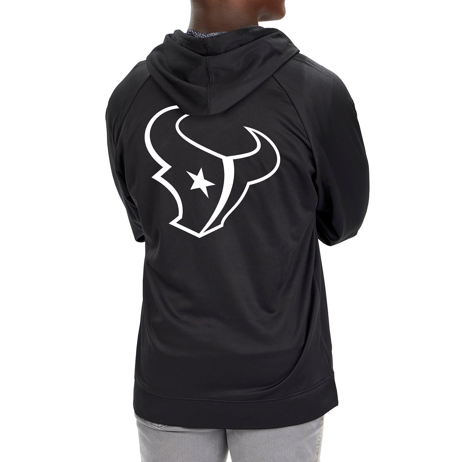 Zubaz NFL   Men's Established Viper Hood Liner Full Zip Raglan Hoodie, HOUSTON TEXANS