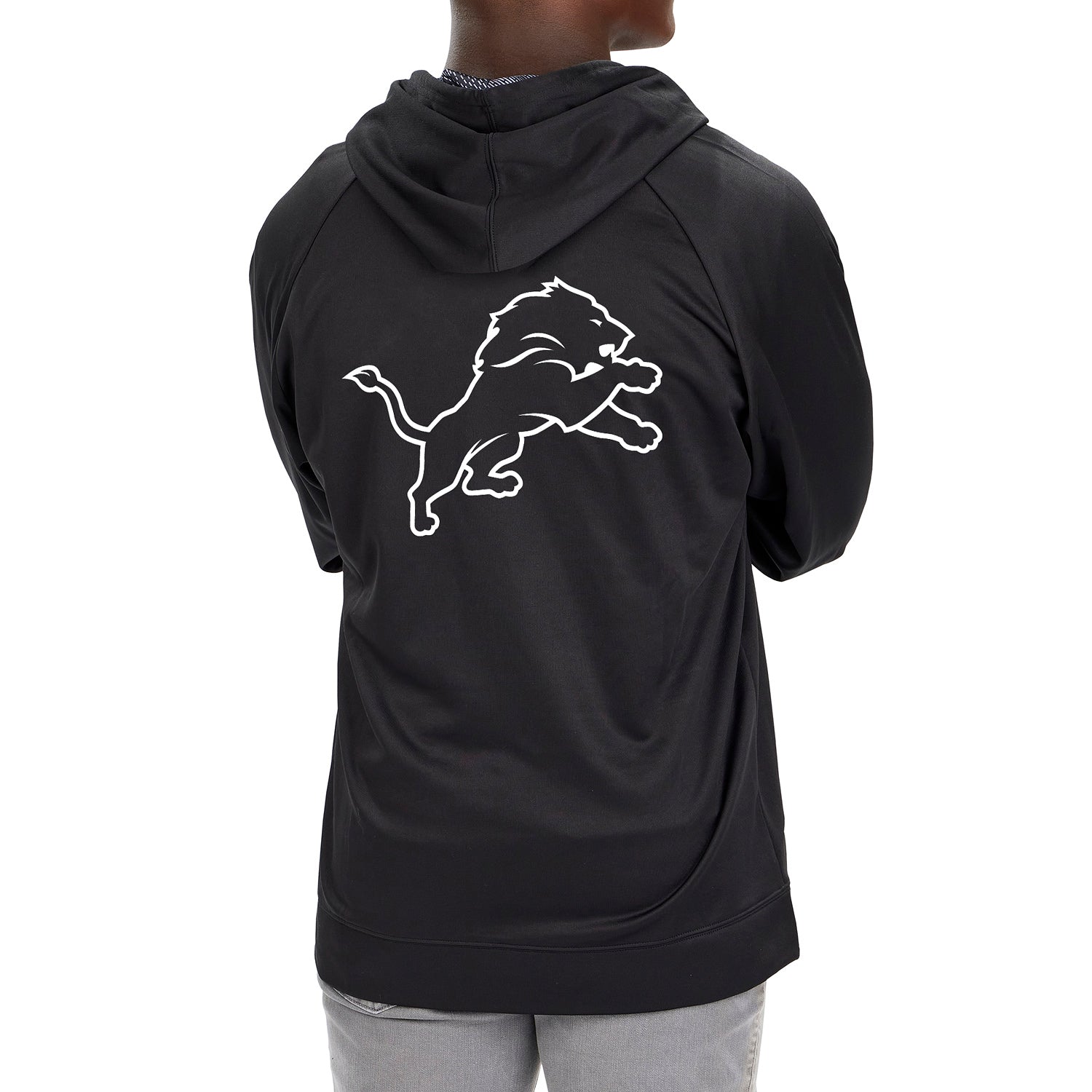 Zubaz NFL   Men's Established Viper Hood Liner Full Zip Raglan Hoodie, DETROIT LIONS