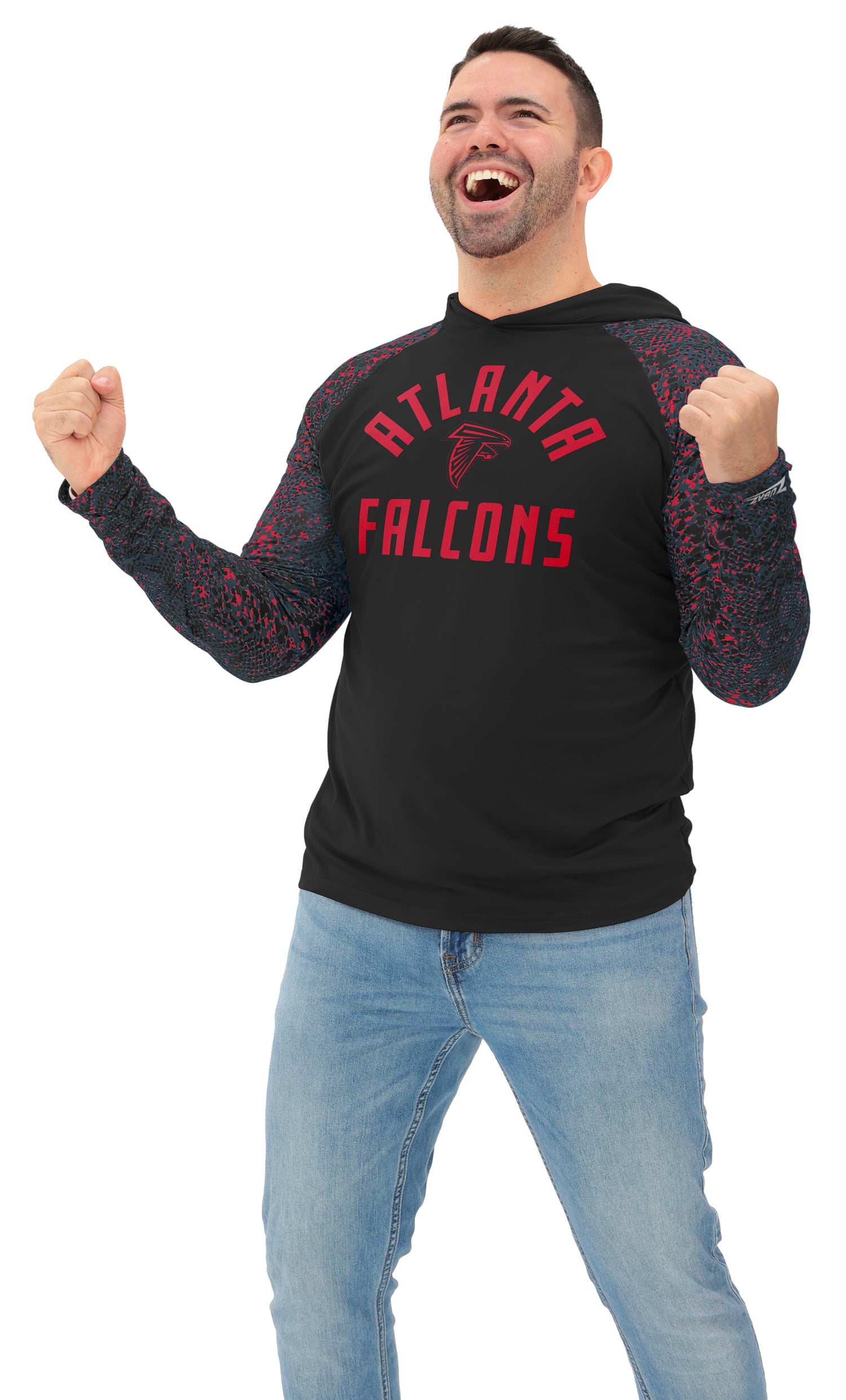 Zubaz NFL  Men's Formation Post Sleeves Lightweight Hoodie, ATLANTA FALCONS