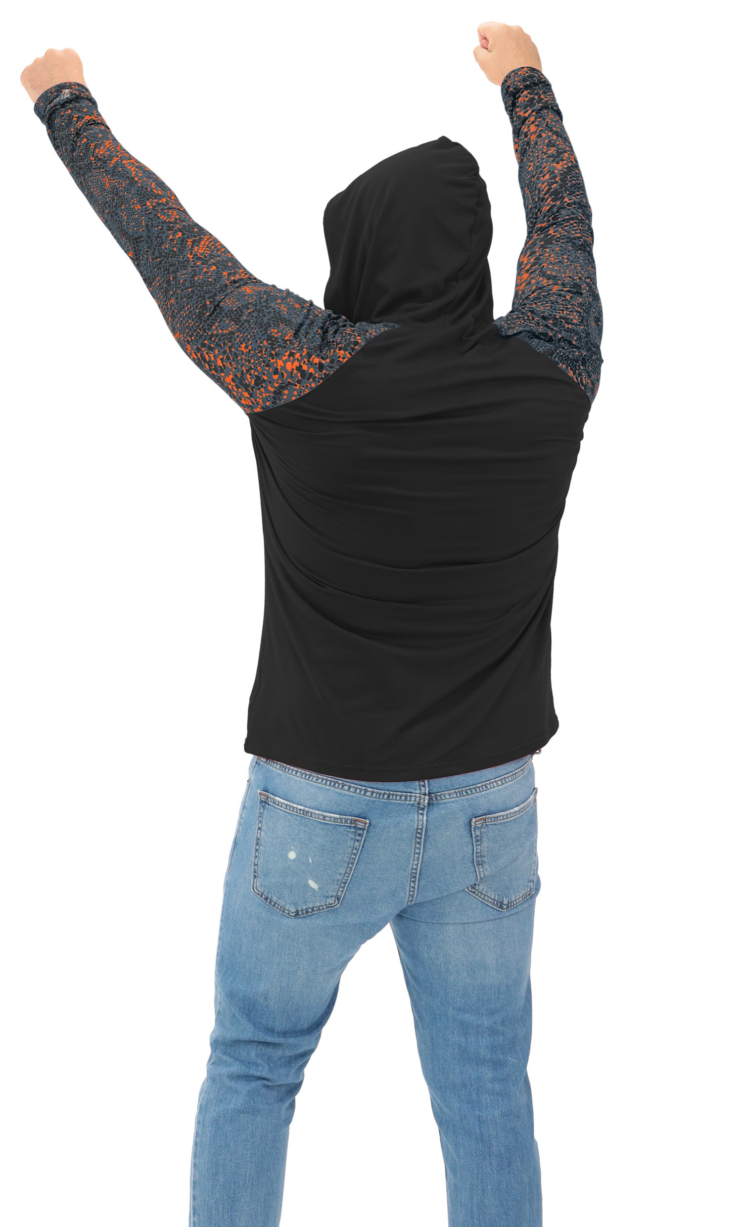 Zubaz NFL  Men's Formation Post Sleeves Lightweight Hoodie, CINCINNATI BENGALS
