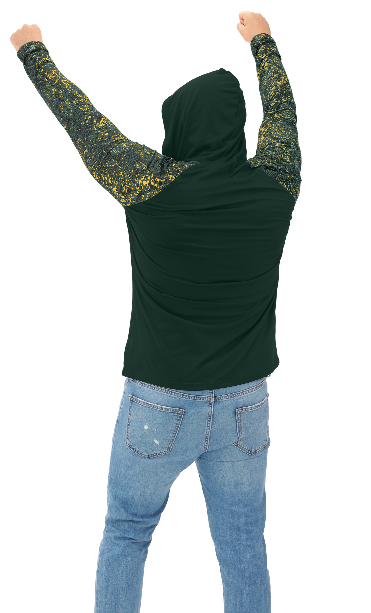 Zubaz NFL  Men's Formation Post Sleeves Lightweight Hoodie, GREEN BAY PACKERS