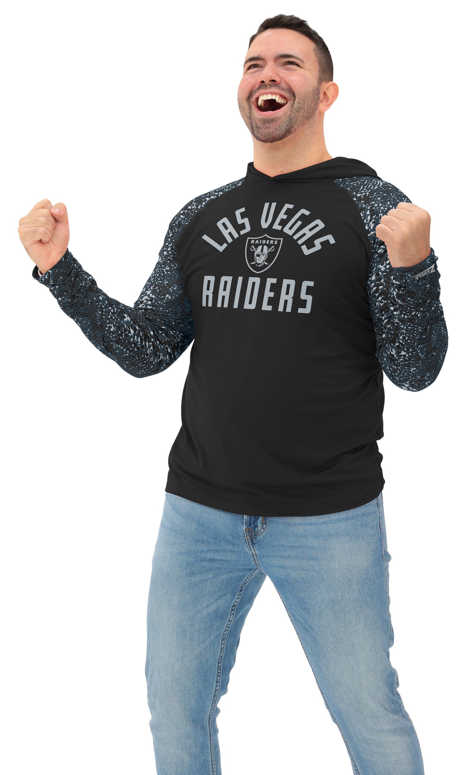Zubaz NFL  Men's Formation Post Sleeves Lightweight Hoodie, LAS VEGAS RAIDERS
