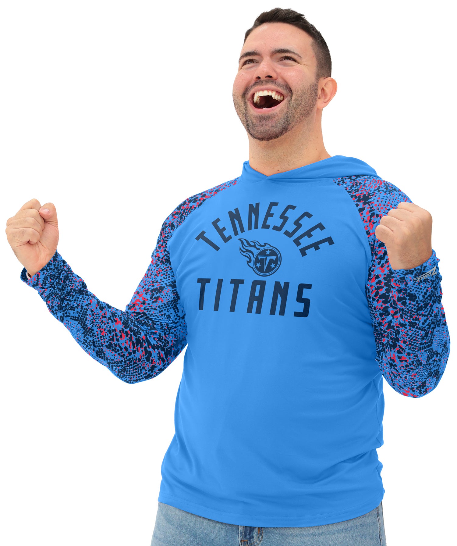 Zubaz NFL  Men's Formation Post Sleeves Lightweight Hoodie, TENNESSEE TITANS