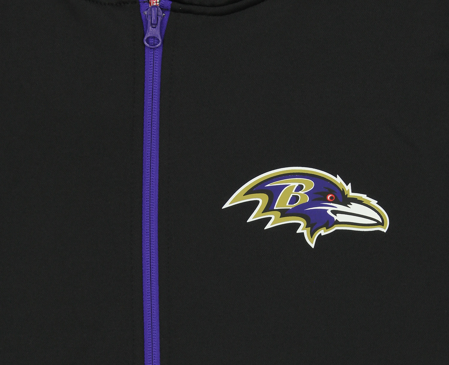 Zubaz NFL   Men's Logo 2 Color Zebra Bands and Hood Liner Full Zip Hoodie, BALTIMORE RAVENS
