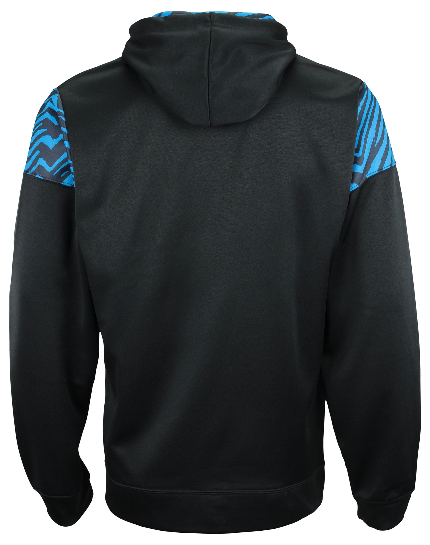 Zubaz NFL   Men's Logo 2 Color Zebra Bands and Hood Liner Full Zip Hoodie, CAROLINA PANTHERS