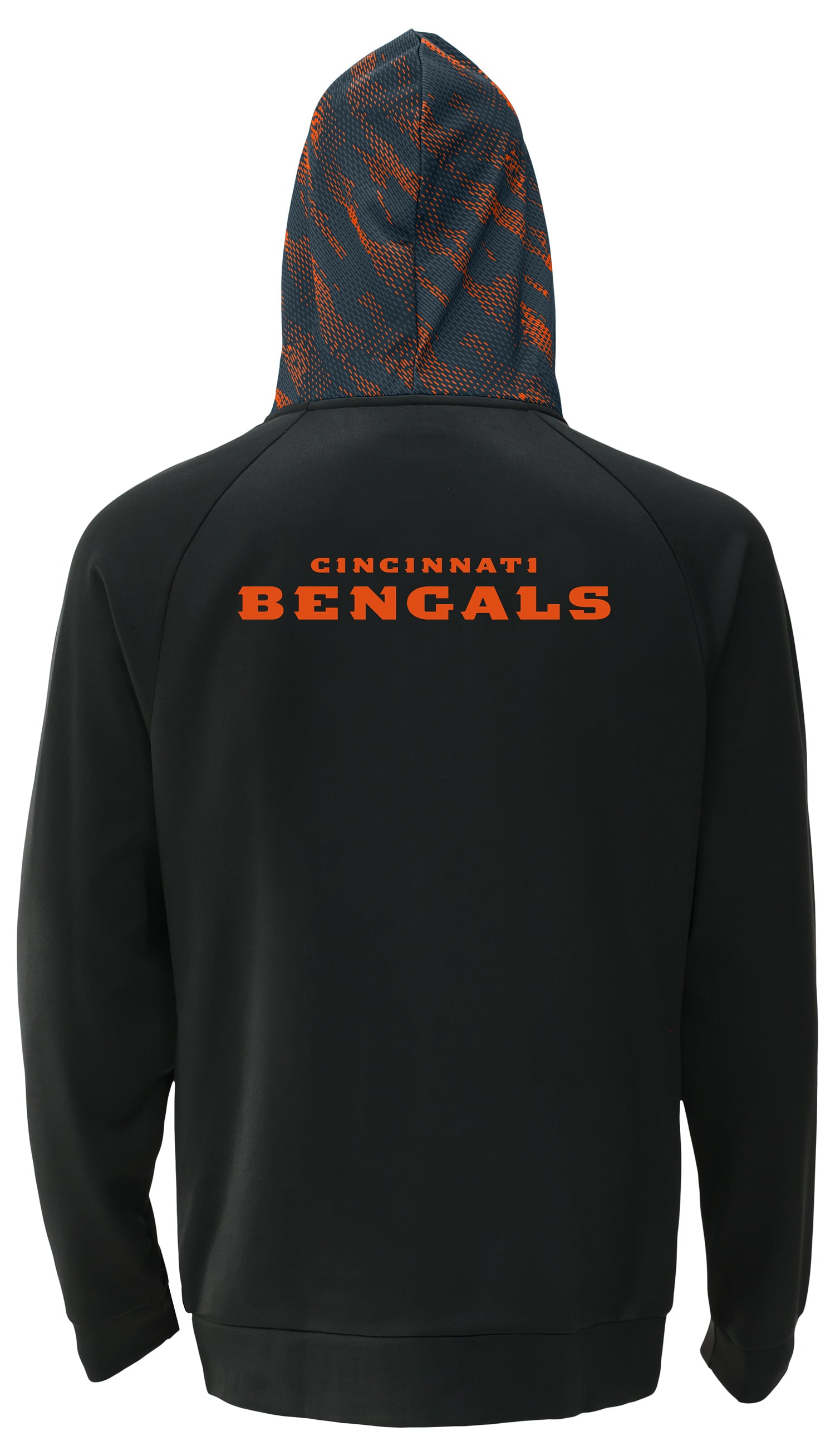 Zubaz NFL   Men's Raglan Viper Hood Liner Full Zip Hoodie, CINCINNATI BENGALS