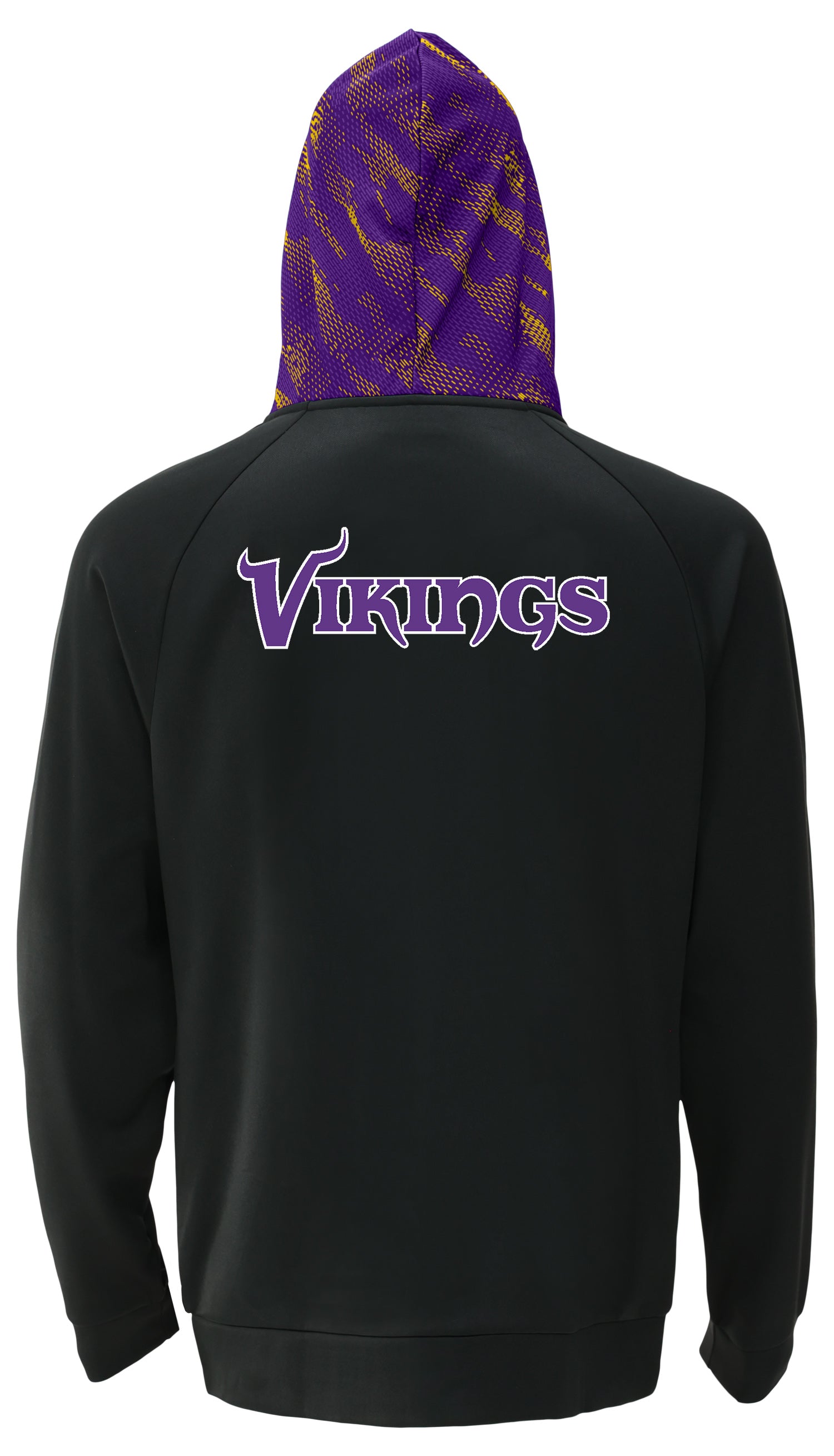 Zubaz NFL   Men's Raglan Viper Hood Liner Full Zip Hoodie, MINNESOTA VIKINGS