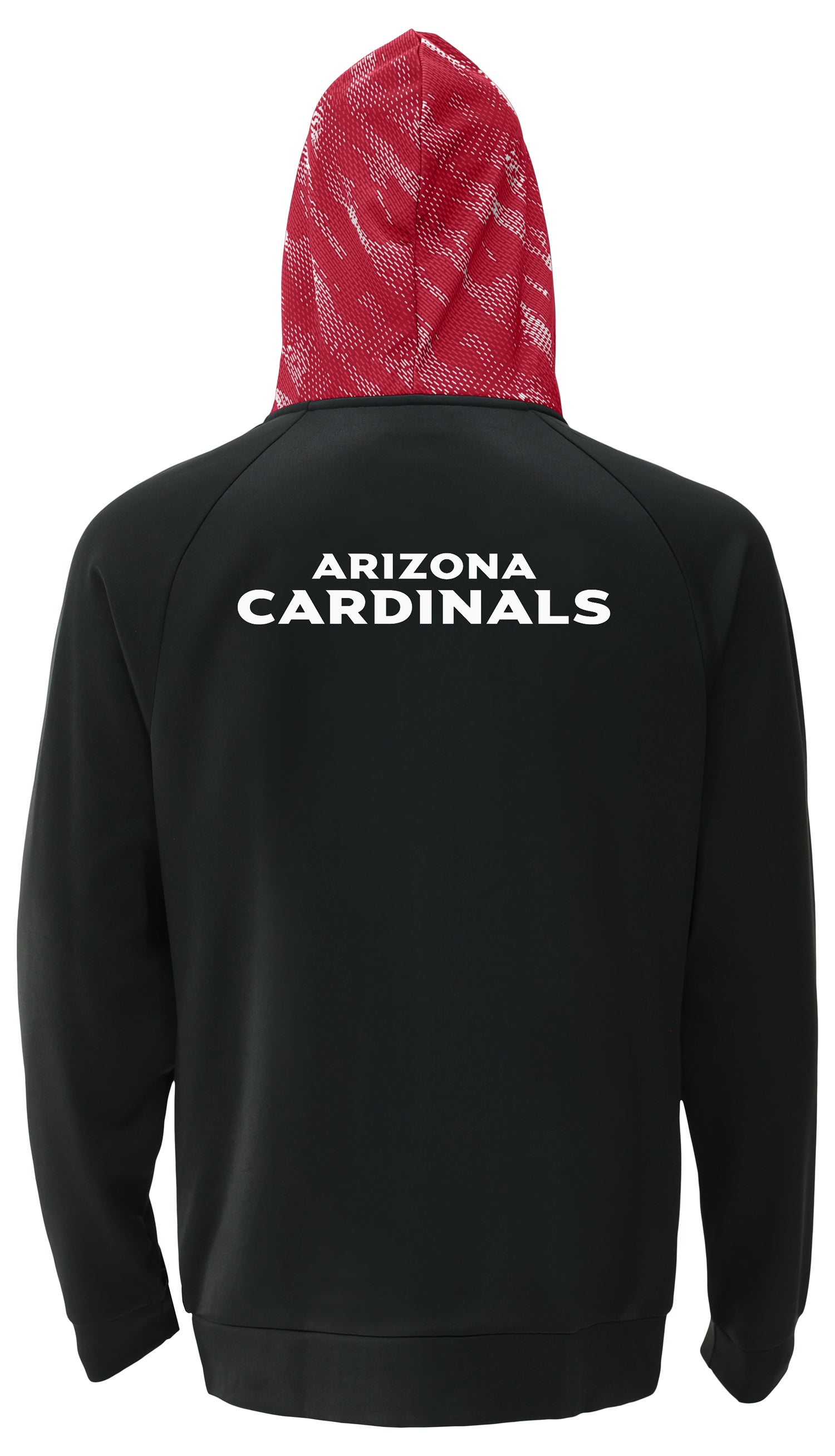 Zubaz NFL   Men's Raglan Viper Hood Liner Full Zip Hoodie, ARIZONA CARDINALS