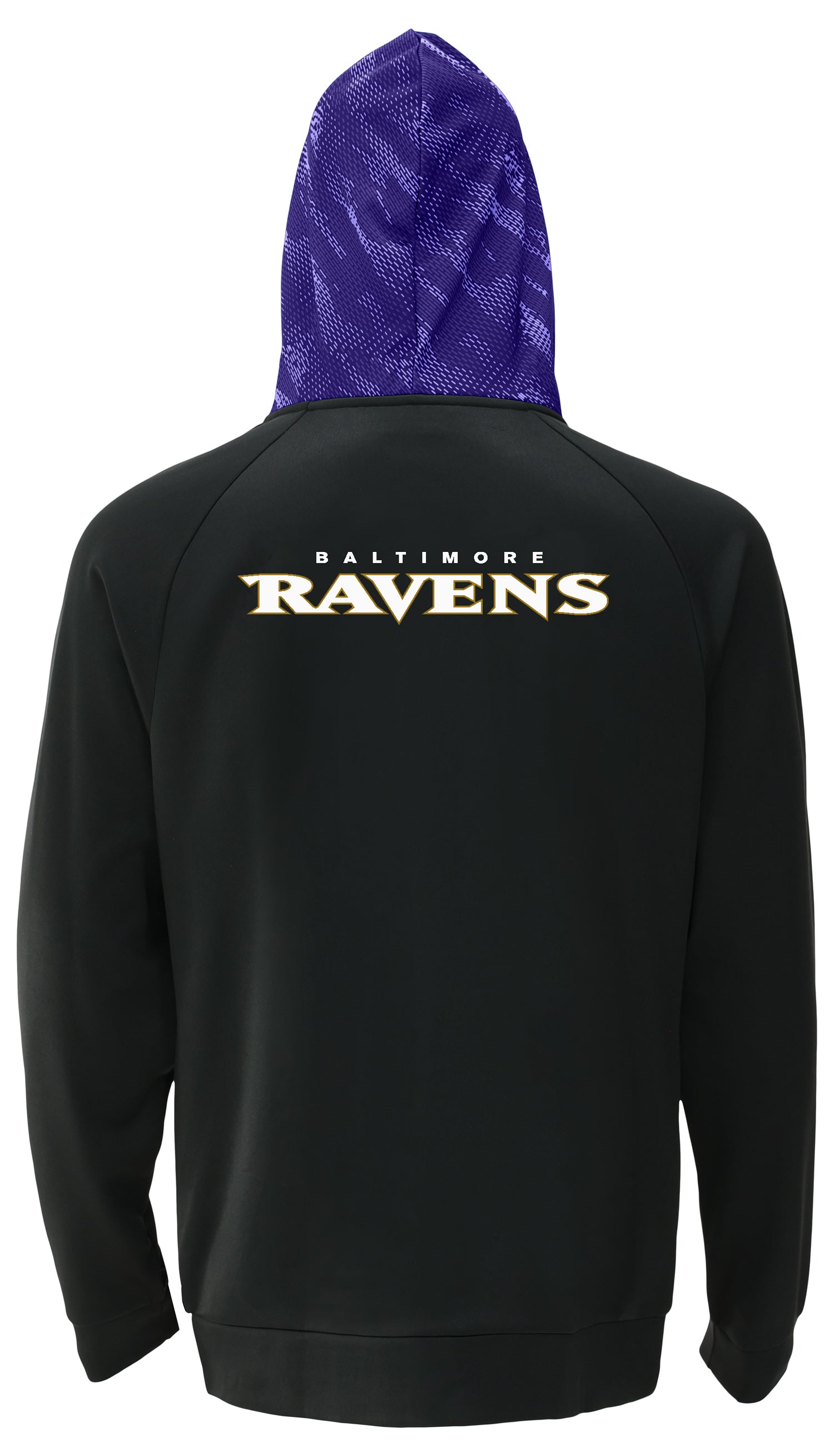 Zubaz NFL   Men's Raglan Viper Hood Liner Full Zip Hoodie, BALTIMORE RAVENS