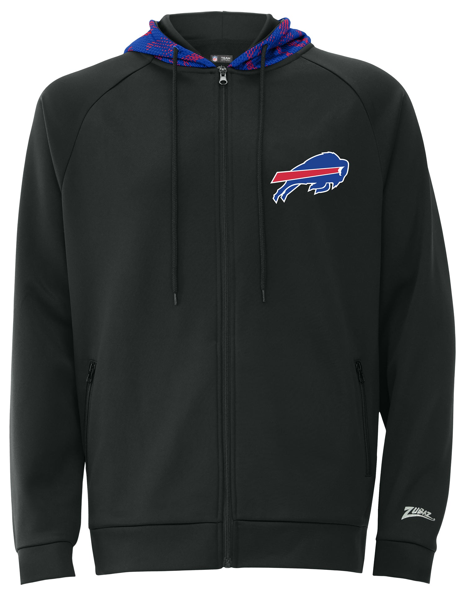 Zubaz NFL   Men's Raglan Viper Hood Liner Full Zip Hoodie, BUFFALO BILLS