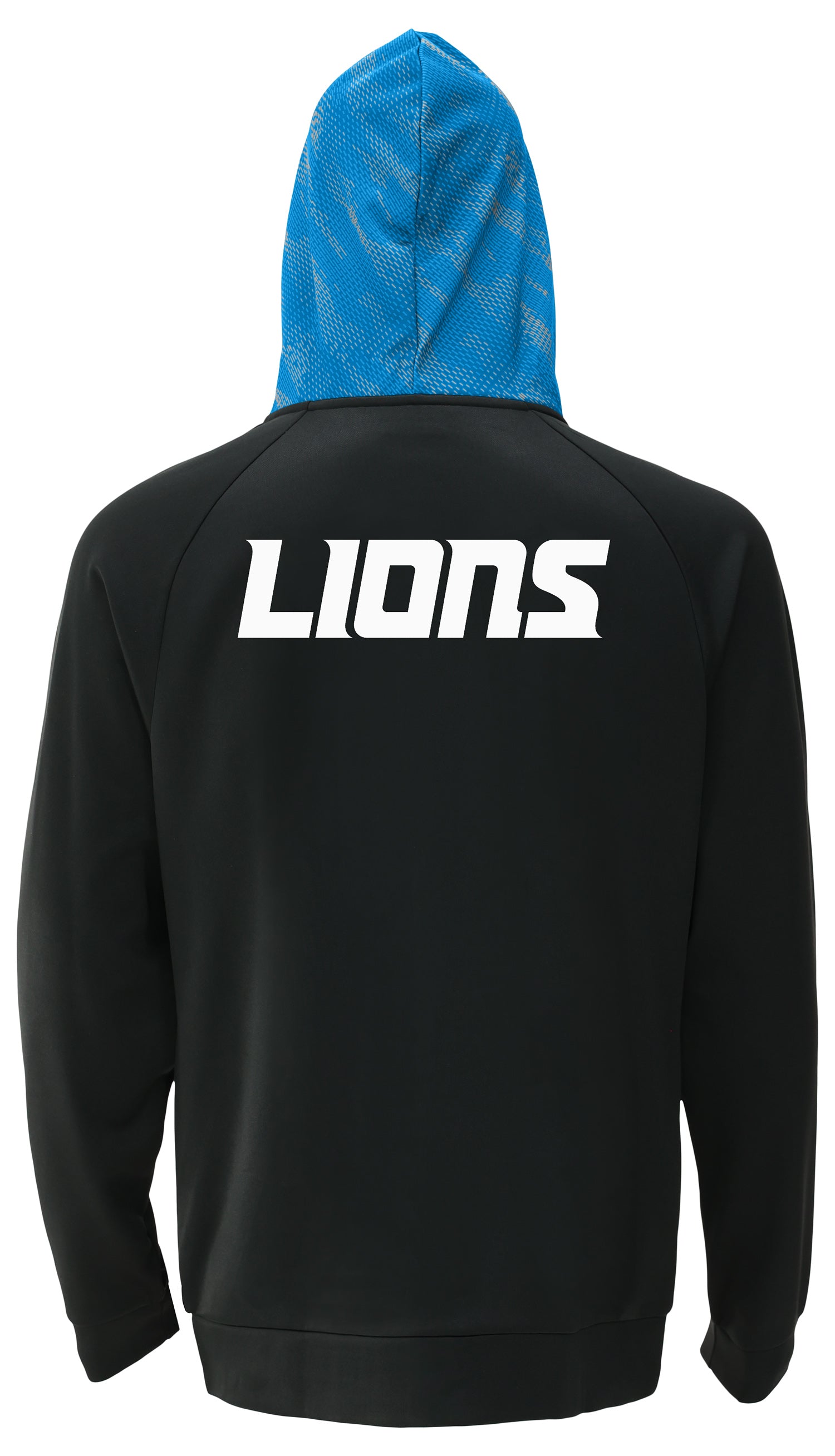 Zubaz NFL   Men's Raglan Viper Hood Liner Full Zip Hoodie, DETROIT LIONS